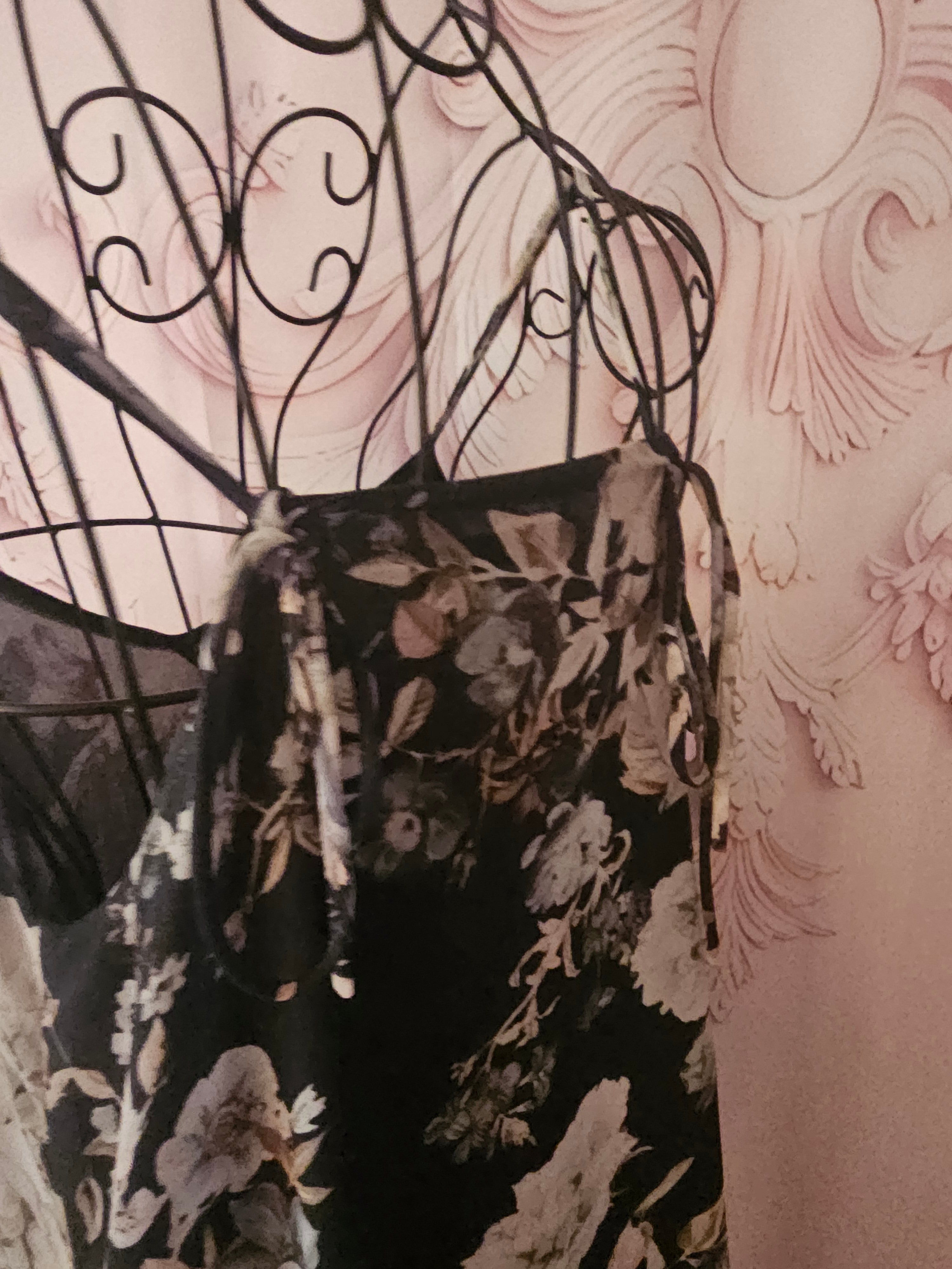 Ladies Mango Lined Floral Satin Strappy Dress