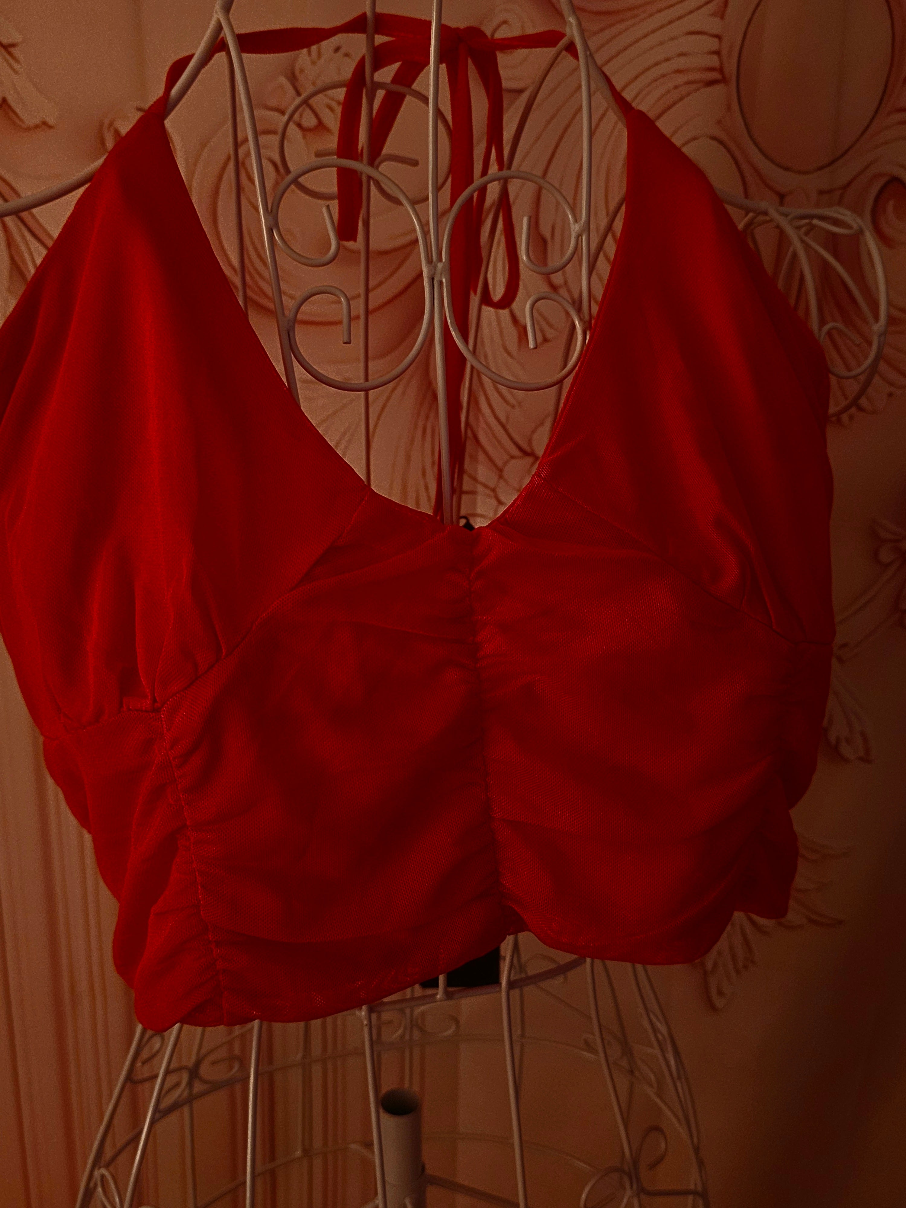 Ladies Red Pink vanilla brallette crop top