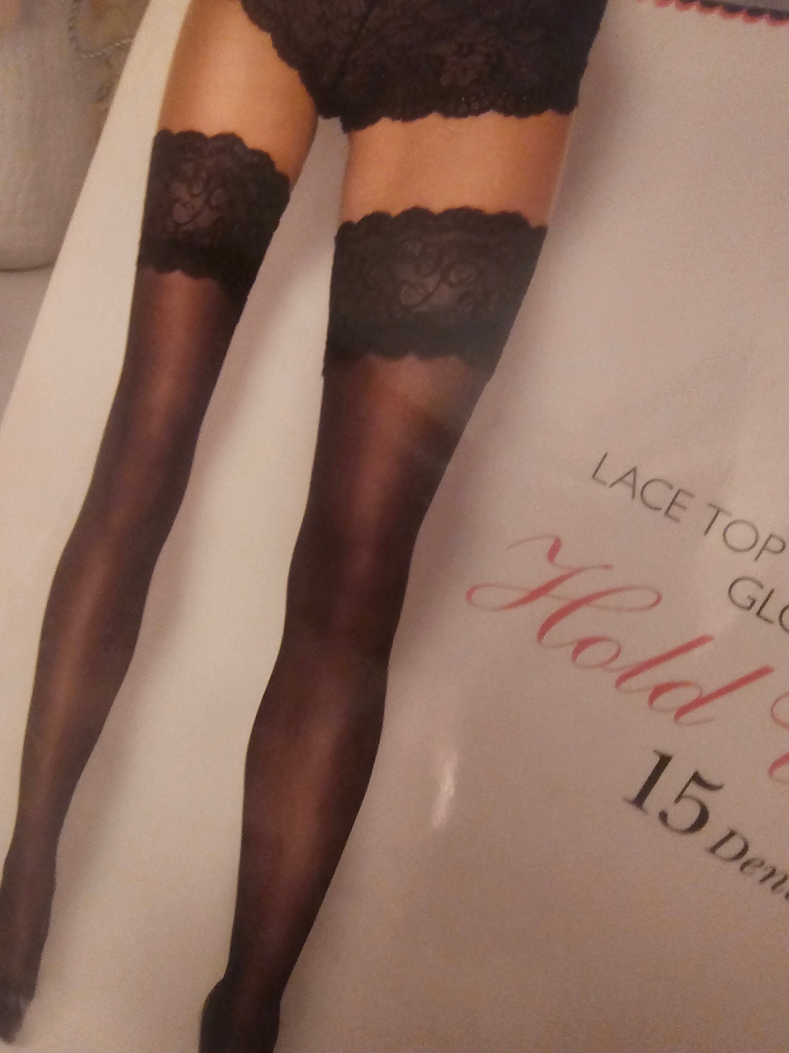 Ladies Black Sheer Luxury Boux Avenue Hold Ups