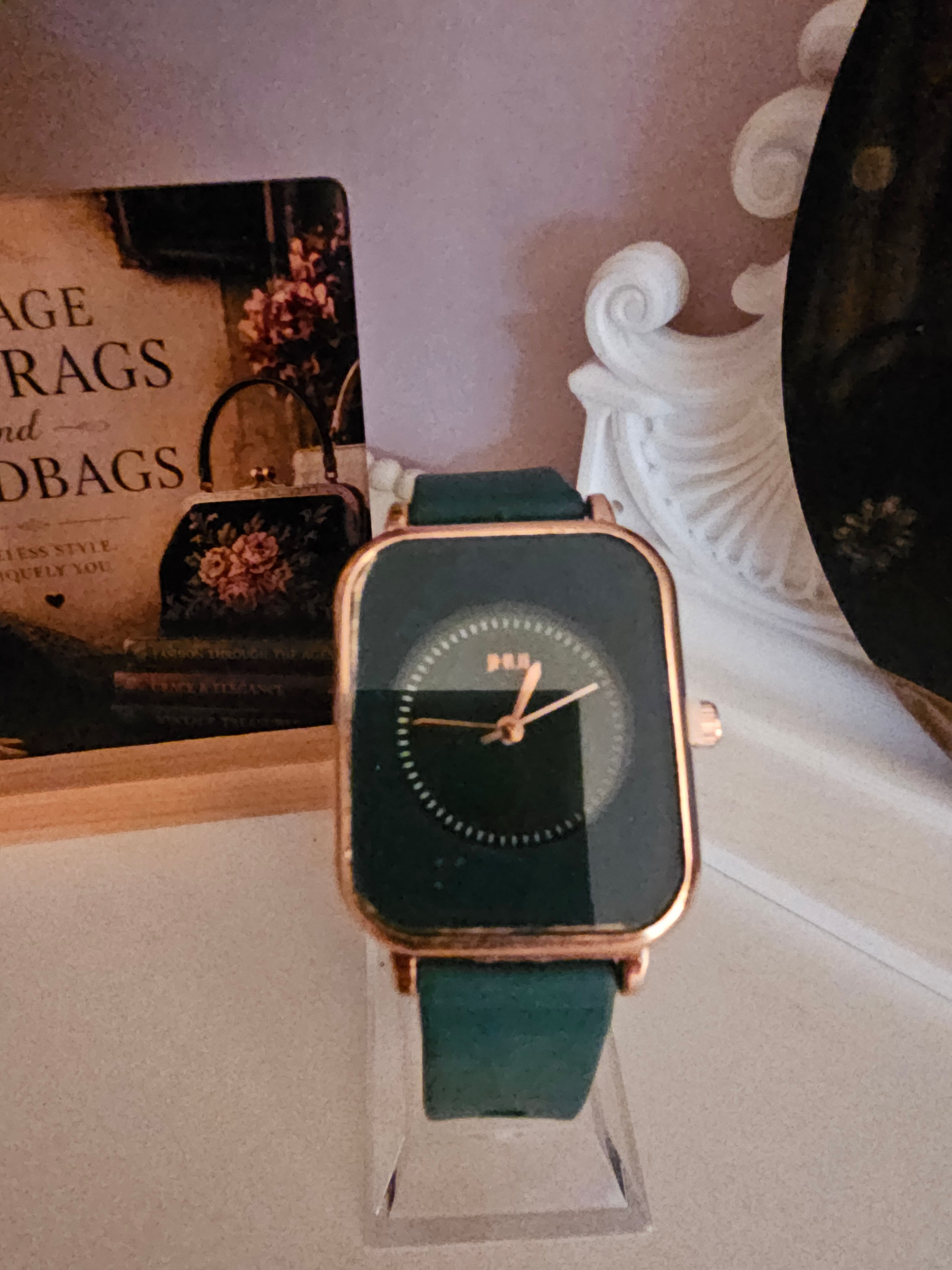 Ladies Dark Green Silicone Strap Watch