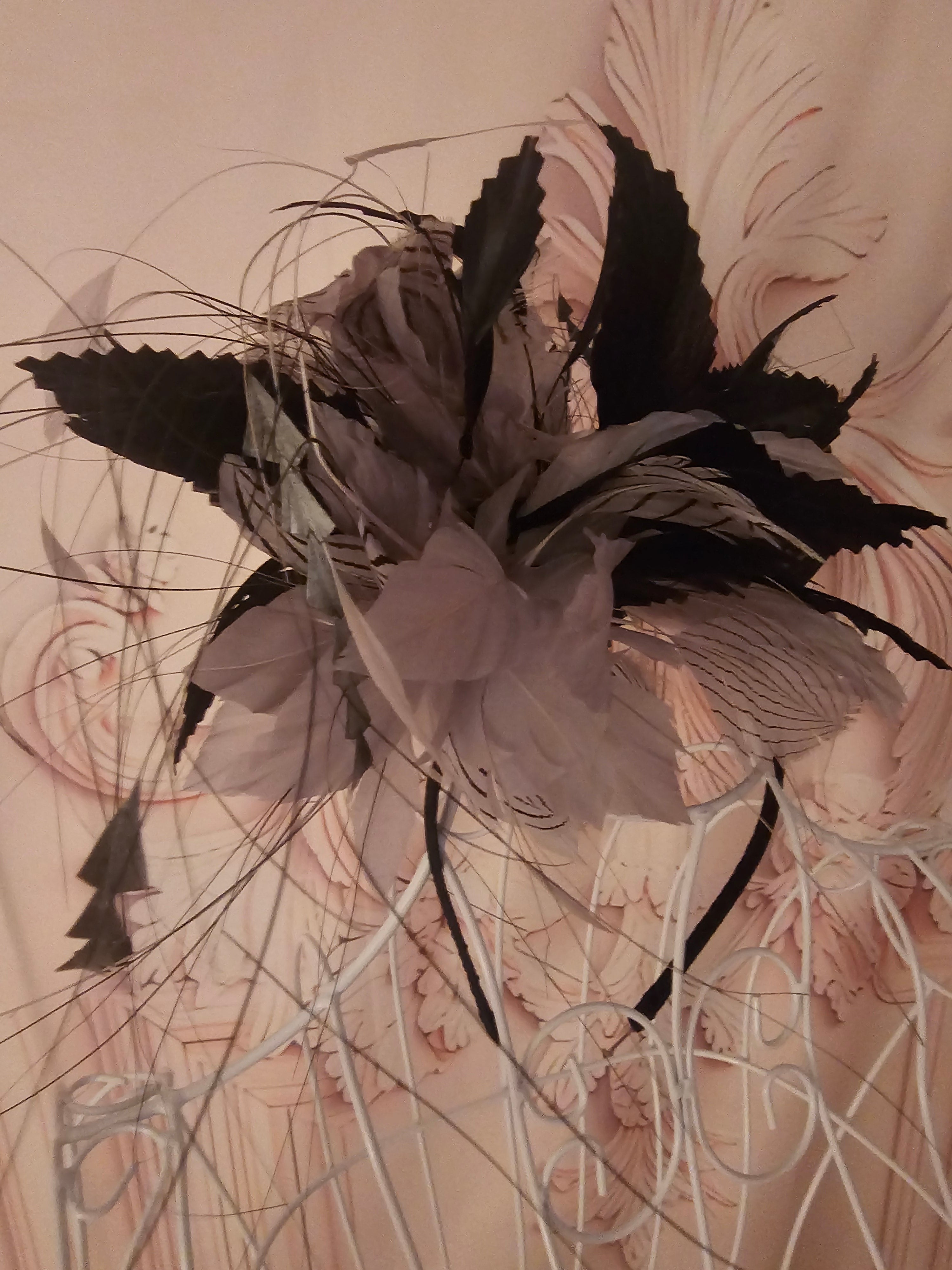 Black & Grey Feather Headband Fascinator — Dramatic & Elegant