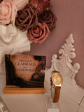 Ladies Tan Strap with Gold Oval Faced Watch