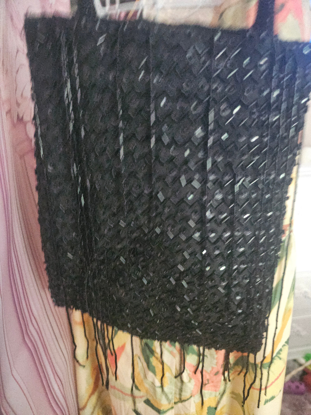 Ladies Black sequenced & Fringed Eveningwear Bag