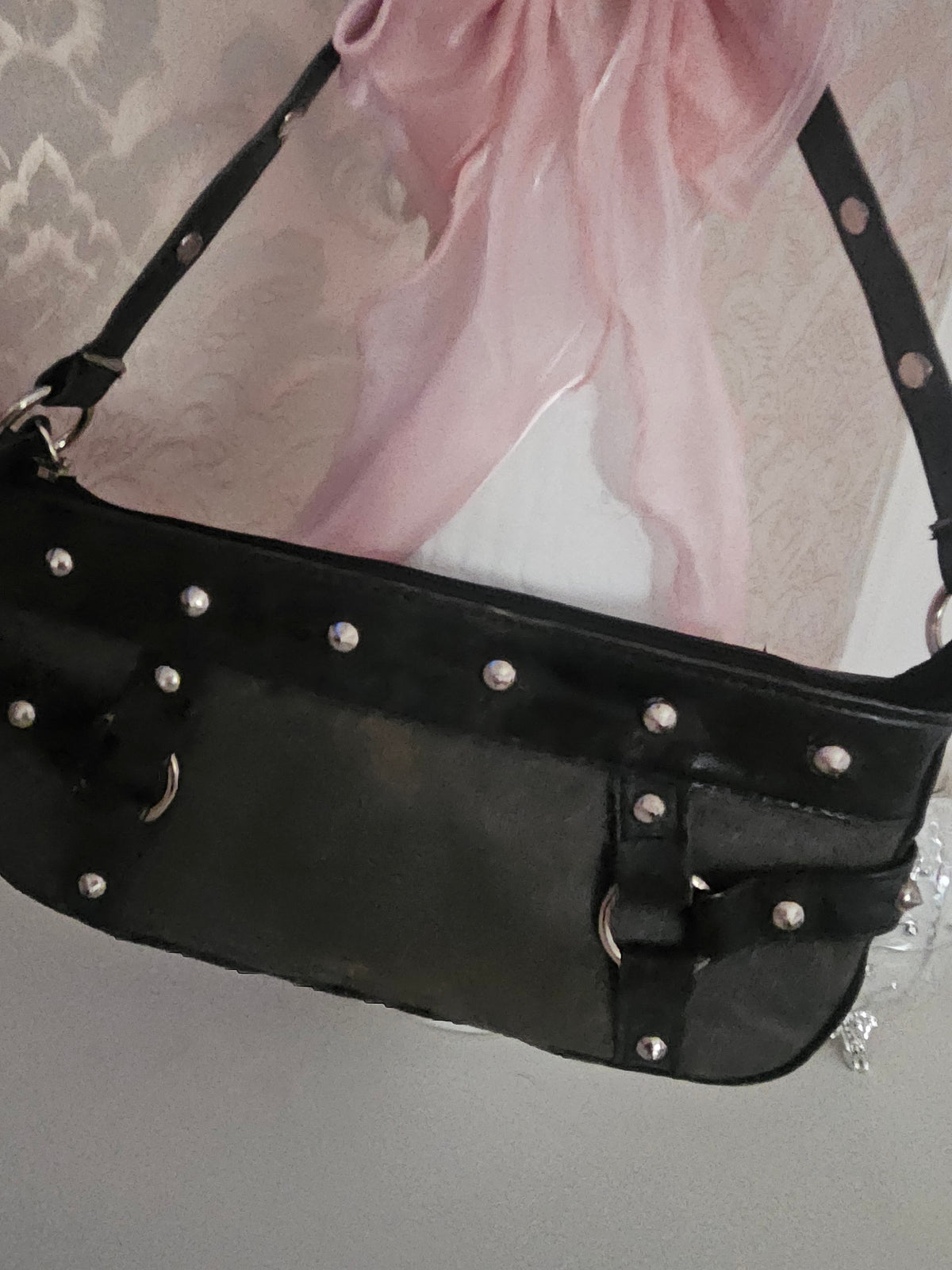 Ladies Black & Grey with Studded detail Shoulder bag