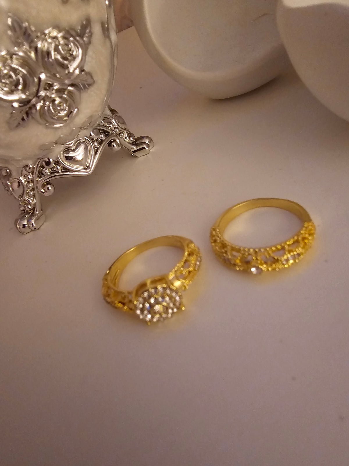 Ladies Yellow Gold Set of 2 Dress Rings