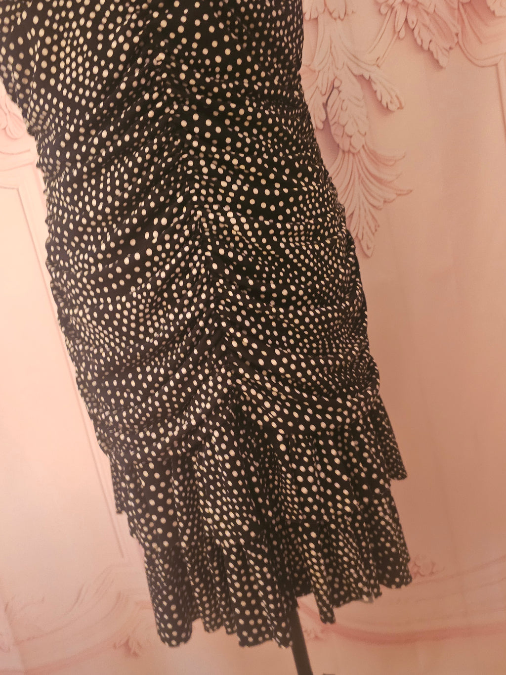 Ladies Jessica McClintock black and white Polka dot dress