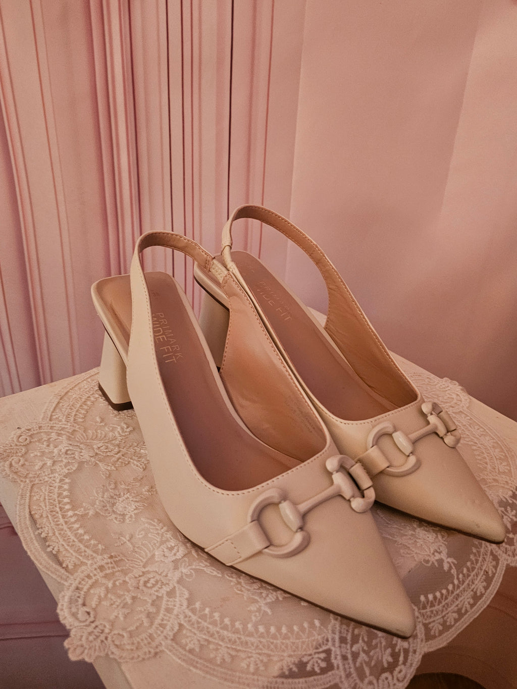 Ladies Cream Wide fit Sling backs Block Heels