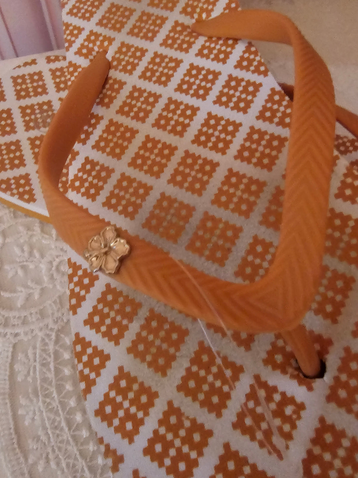 Ladies Orange thong toed Flip Flops