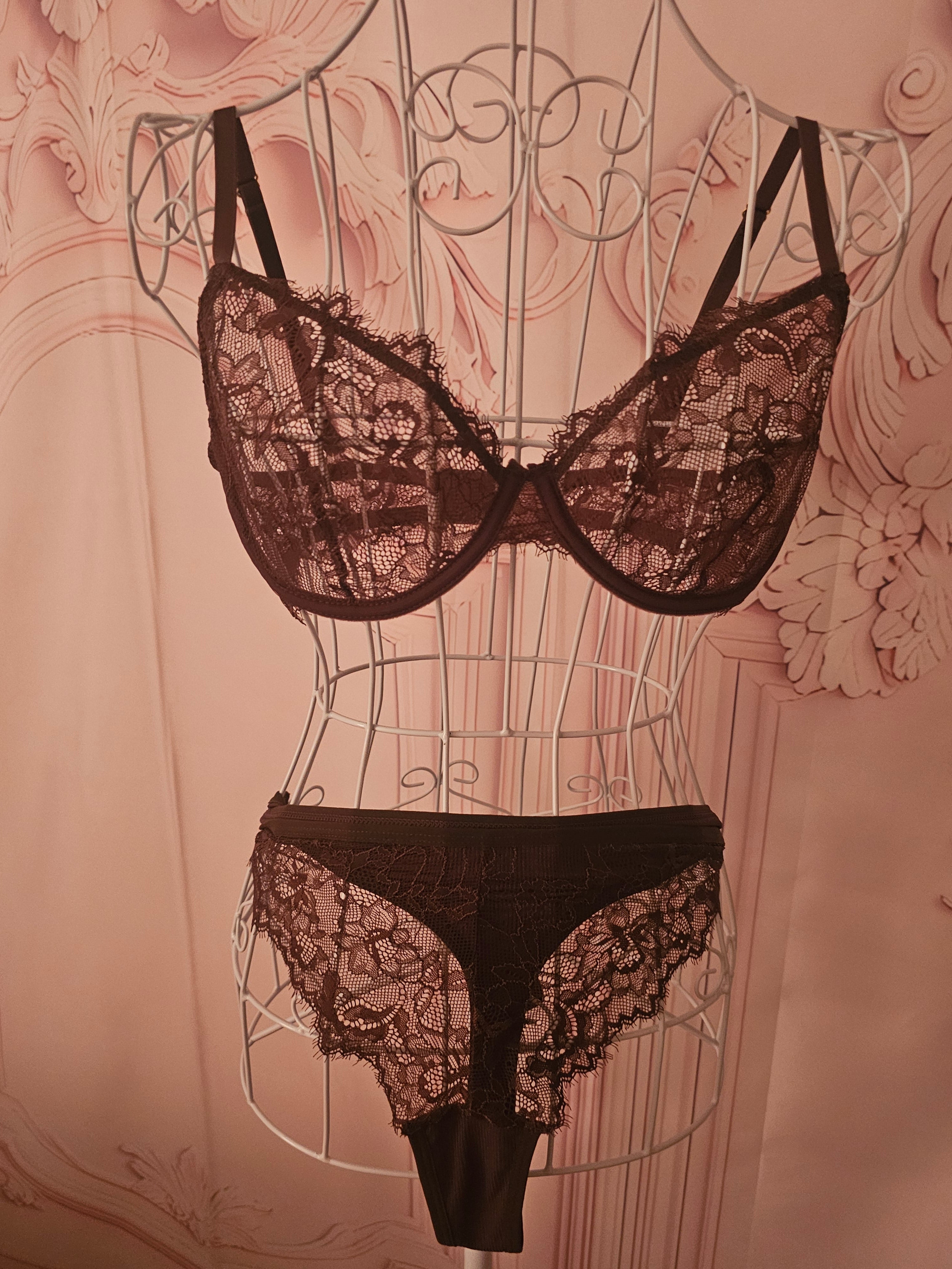 Ladies Brown Lacy Underwear Set