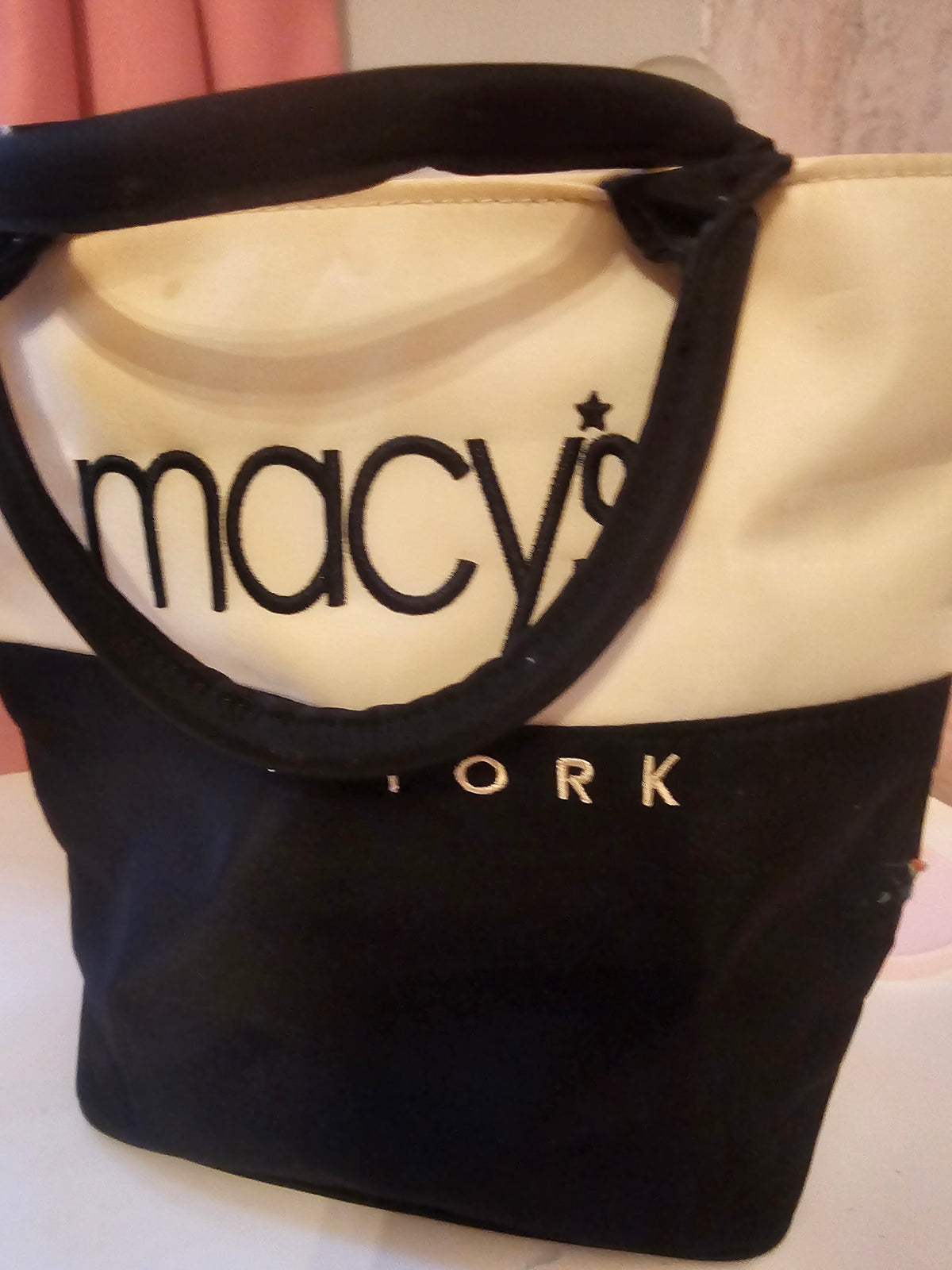 Ladies Macys from New York Black & Cream small handbag