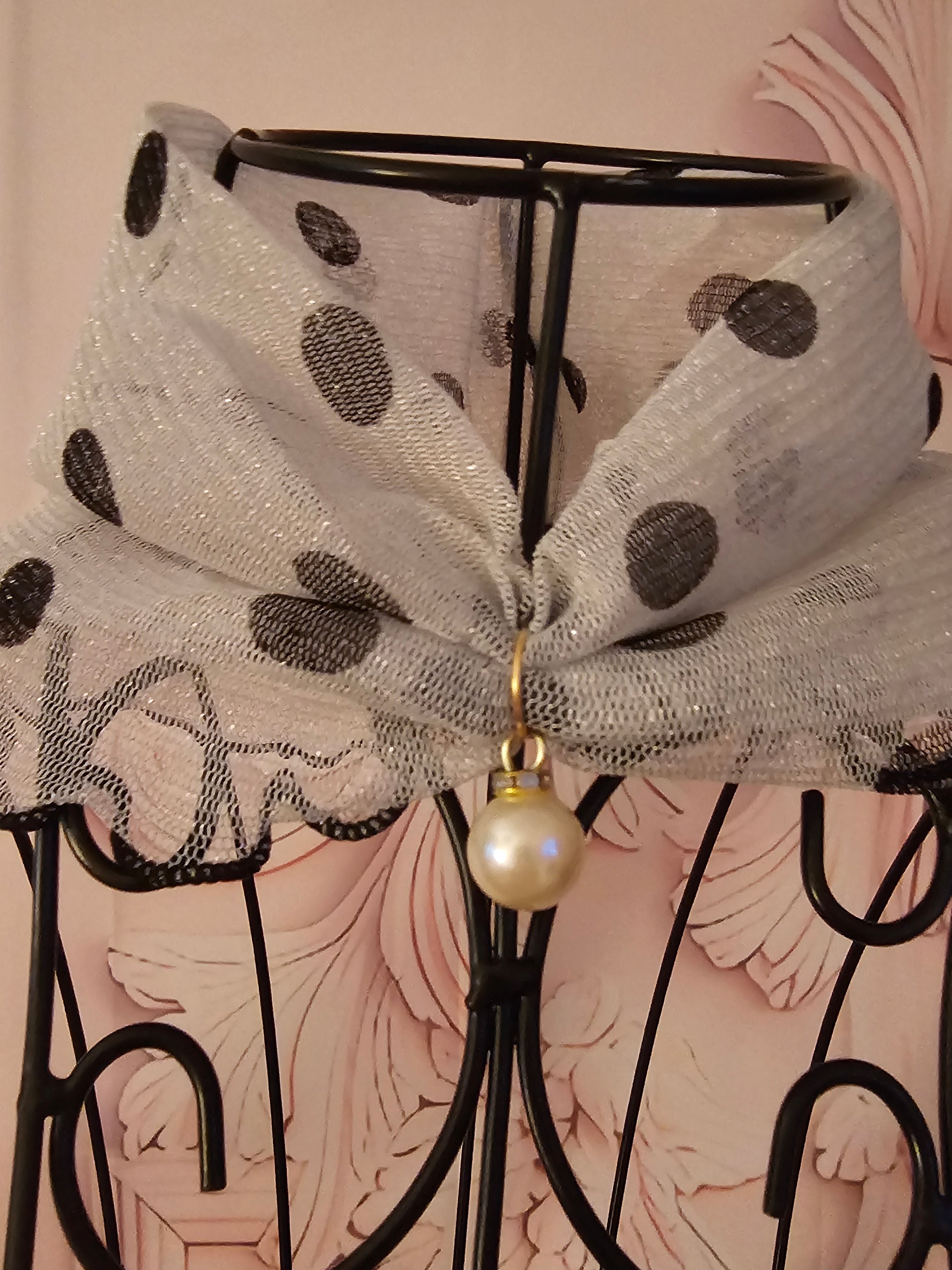Ladies fancy Black and White Polka Dot Neck Scarf