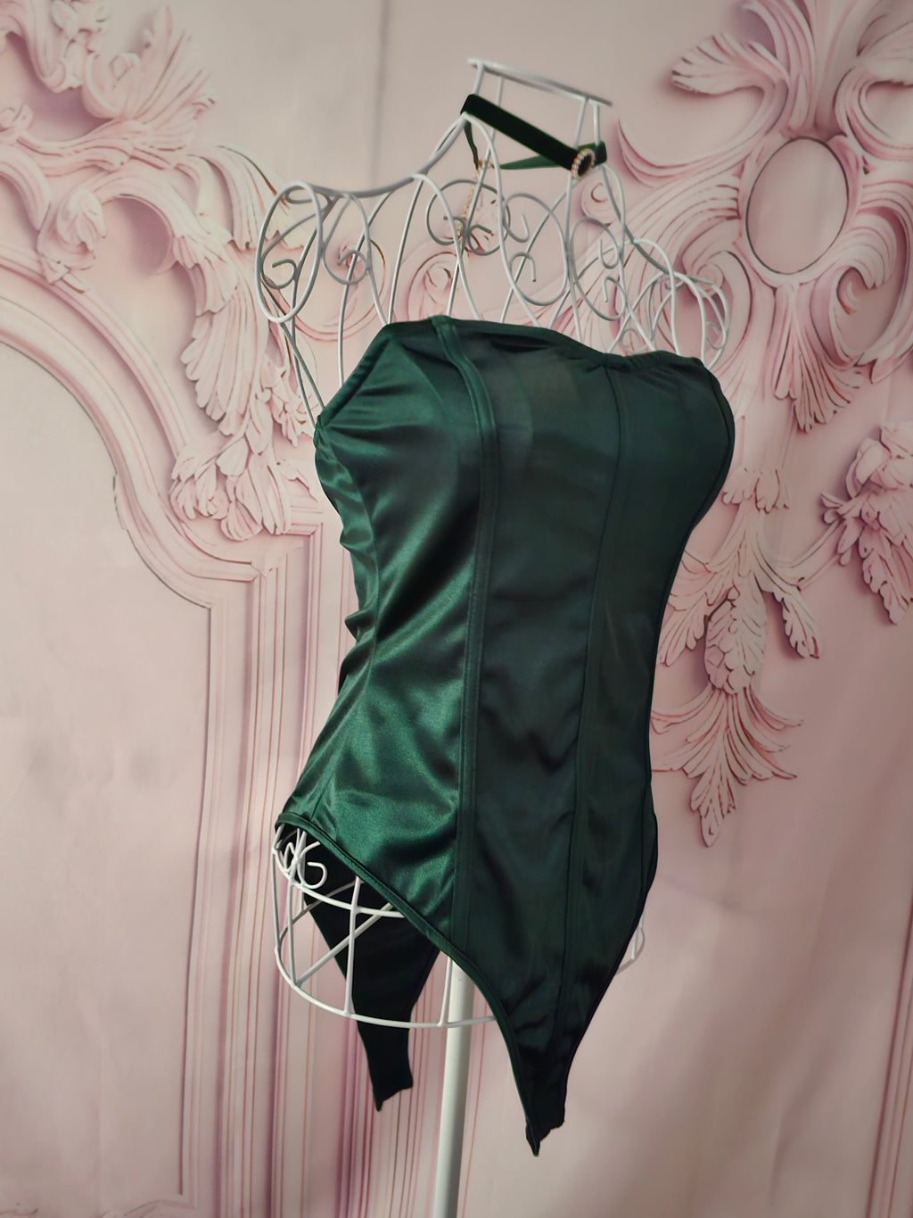 Ladies Dark Green Satin Classy Bodysuits x 2