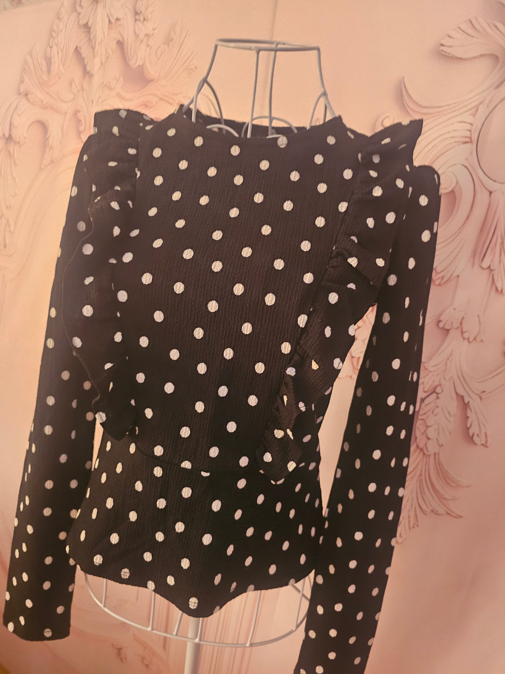 Ladies Miss Selfridge Classy Polka Dot Top