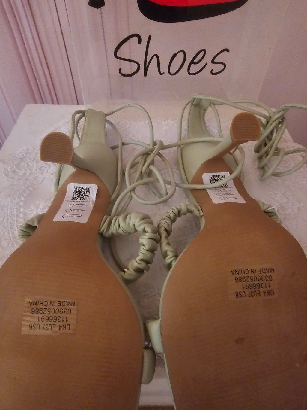 Ladies Lime Green Asos Strappy Toeless High Heels