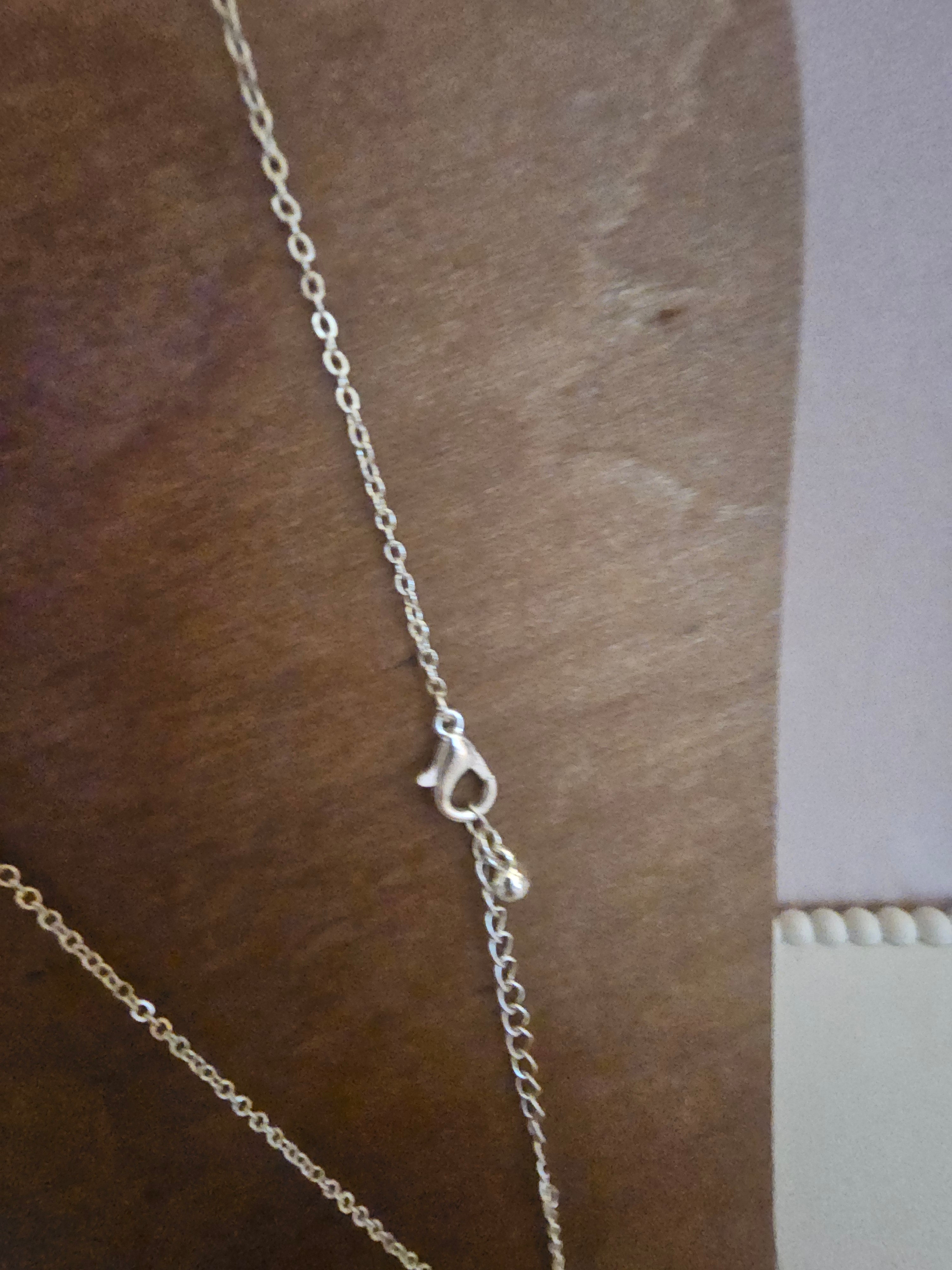 Dainty pink ballerina pendant on silver necklace