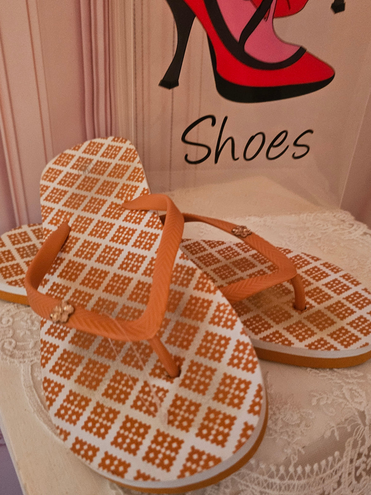 Ladies Orange thong toed Flip Flops