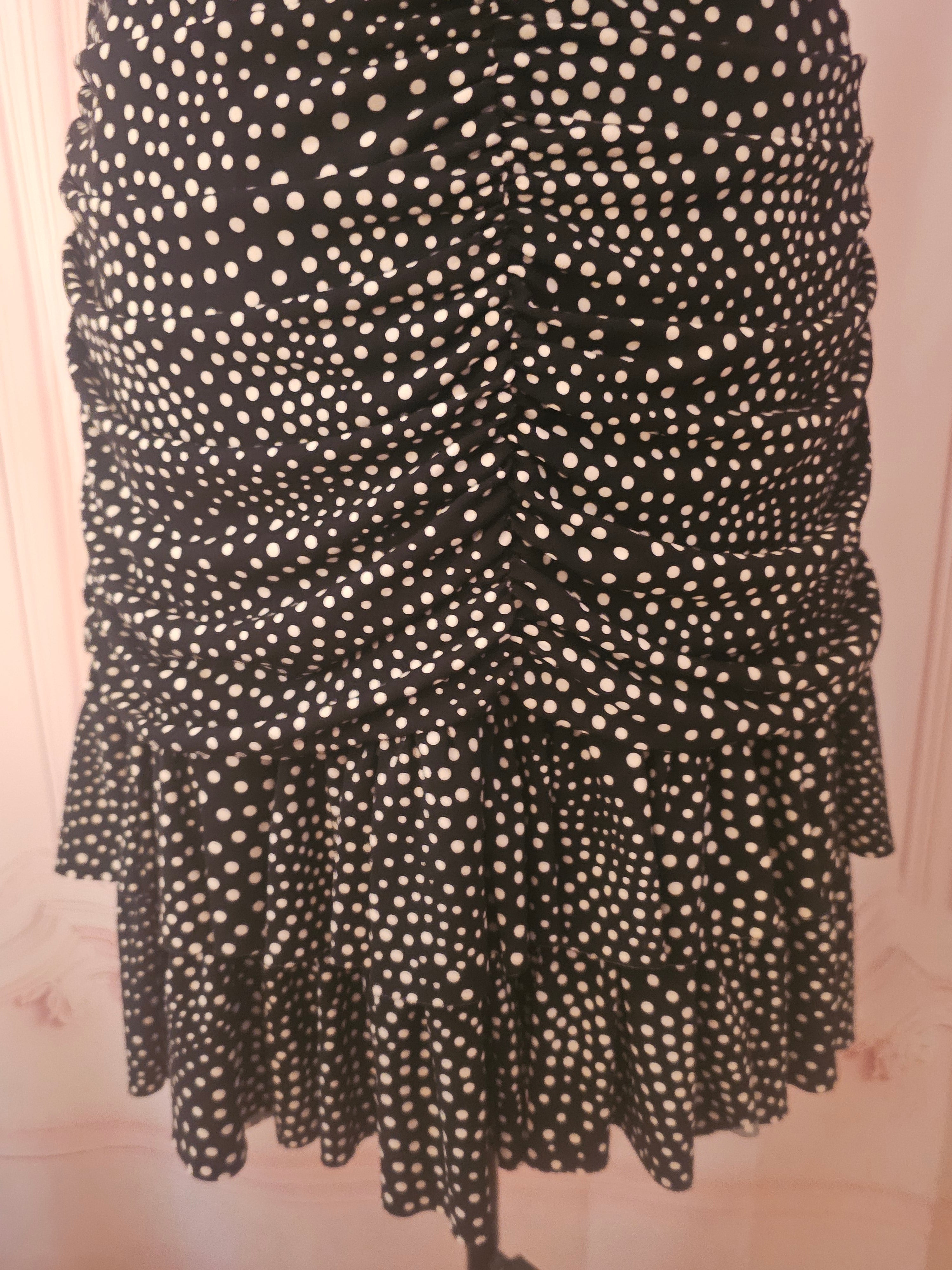 Ladies Jessica McClintock black and white Polka dot dress