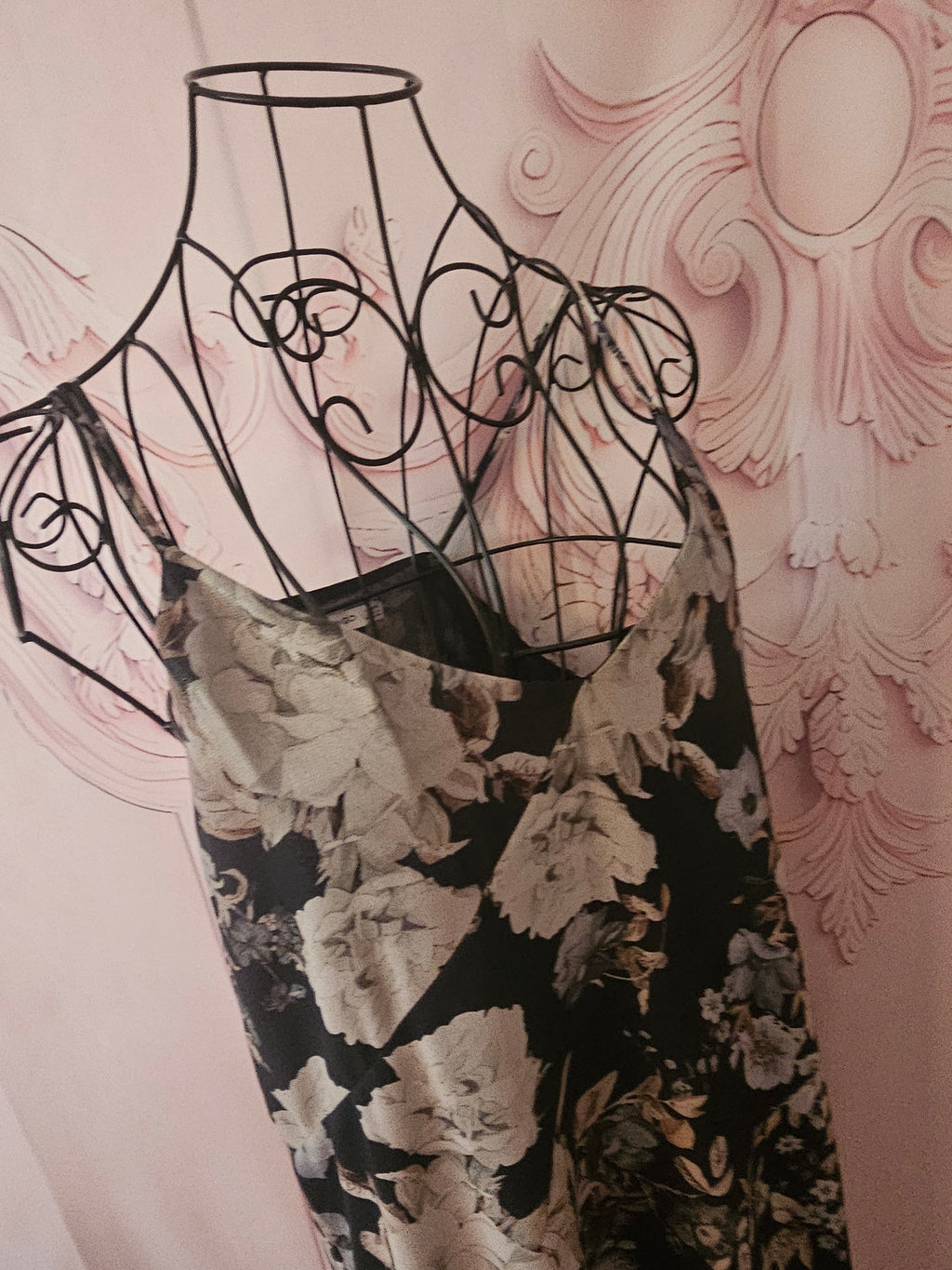 Ladies Mango Lined Floral Satin Strappy Dress