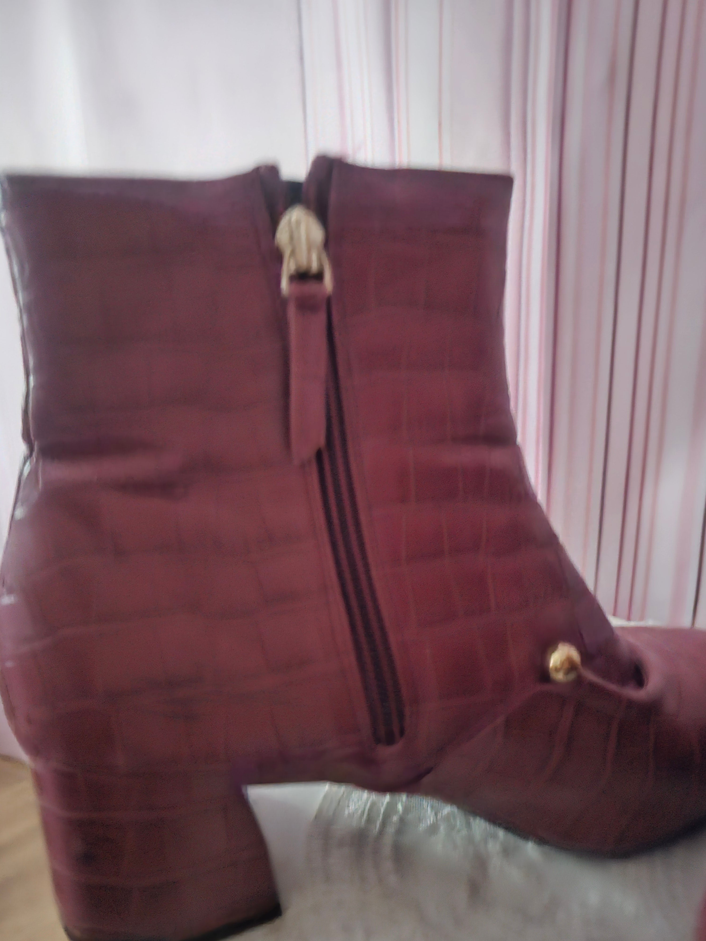 Pink Crocodile Skin Paitent Ankle Boots