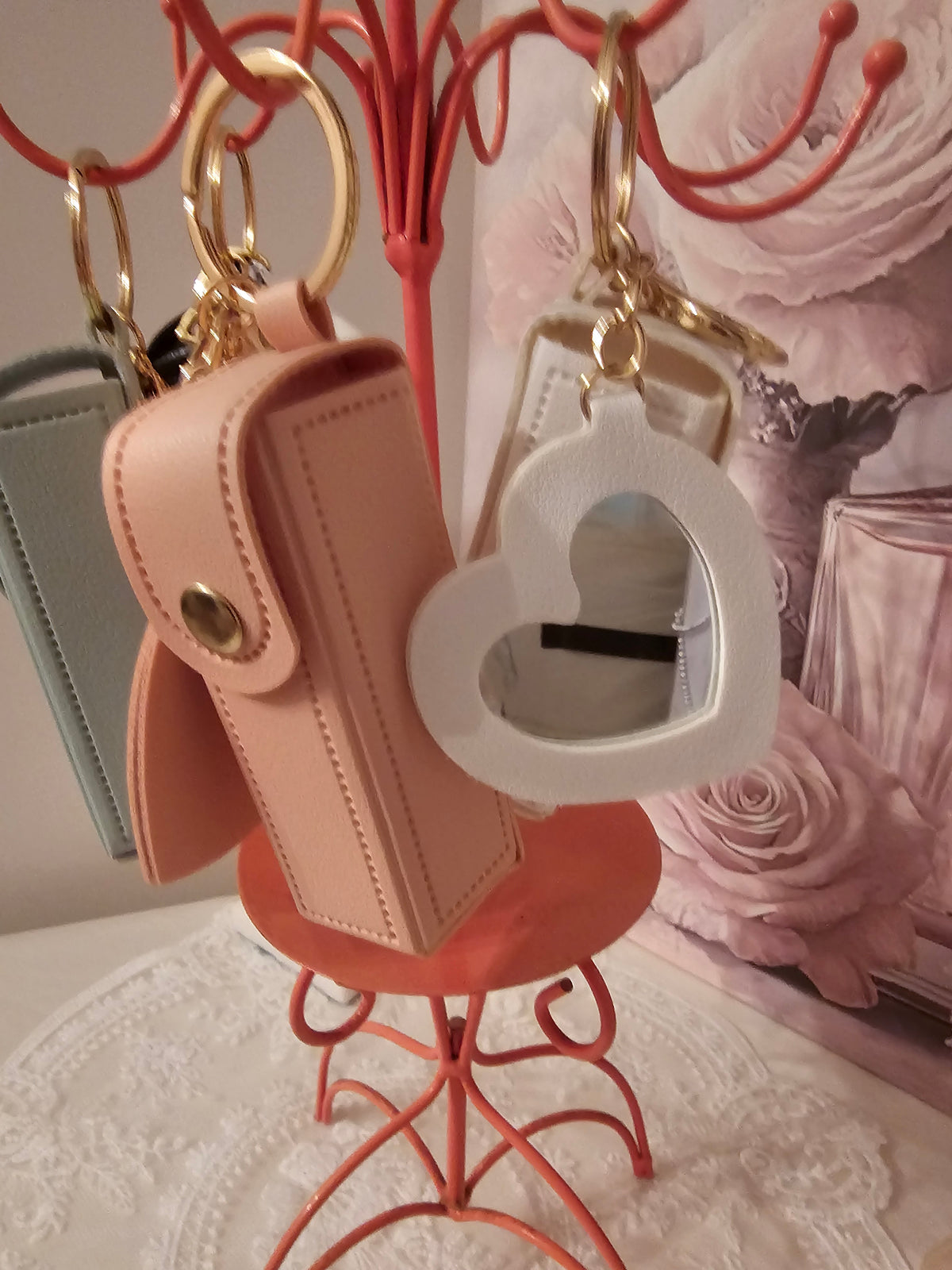 Ladies 4 x classy Lipstick holder & Matching Heart Mirror Keyring