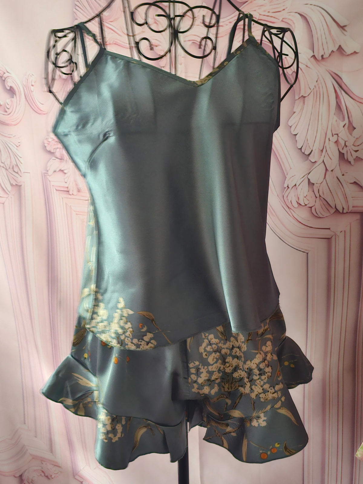 Ladies Satin Cami Sets 1 x Teal 1 x Pink