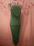 AX Paris Emerald Green Strappy Gown with Ruffle Back — Size 10