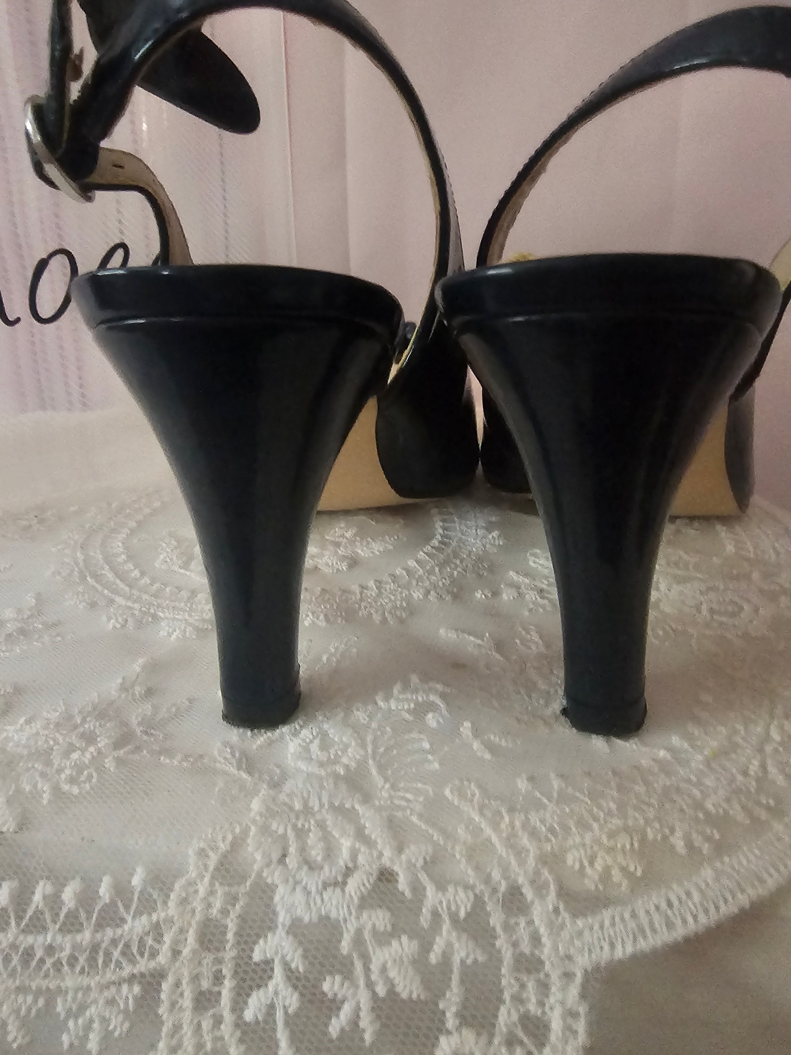 Ladies Lotus Navy Blue Patient Slingbacks