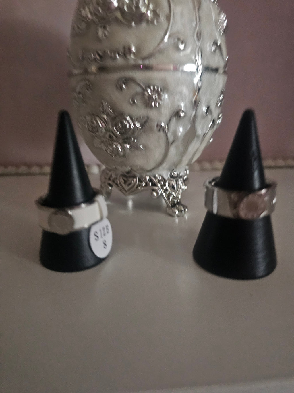 Ladies solid band rings, one white one silver size 8 £10 each