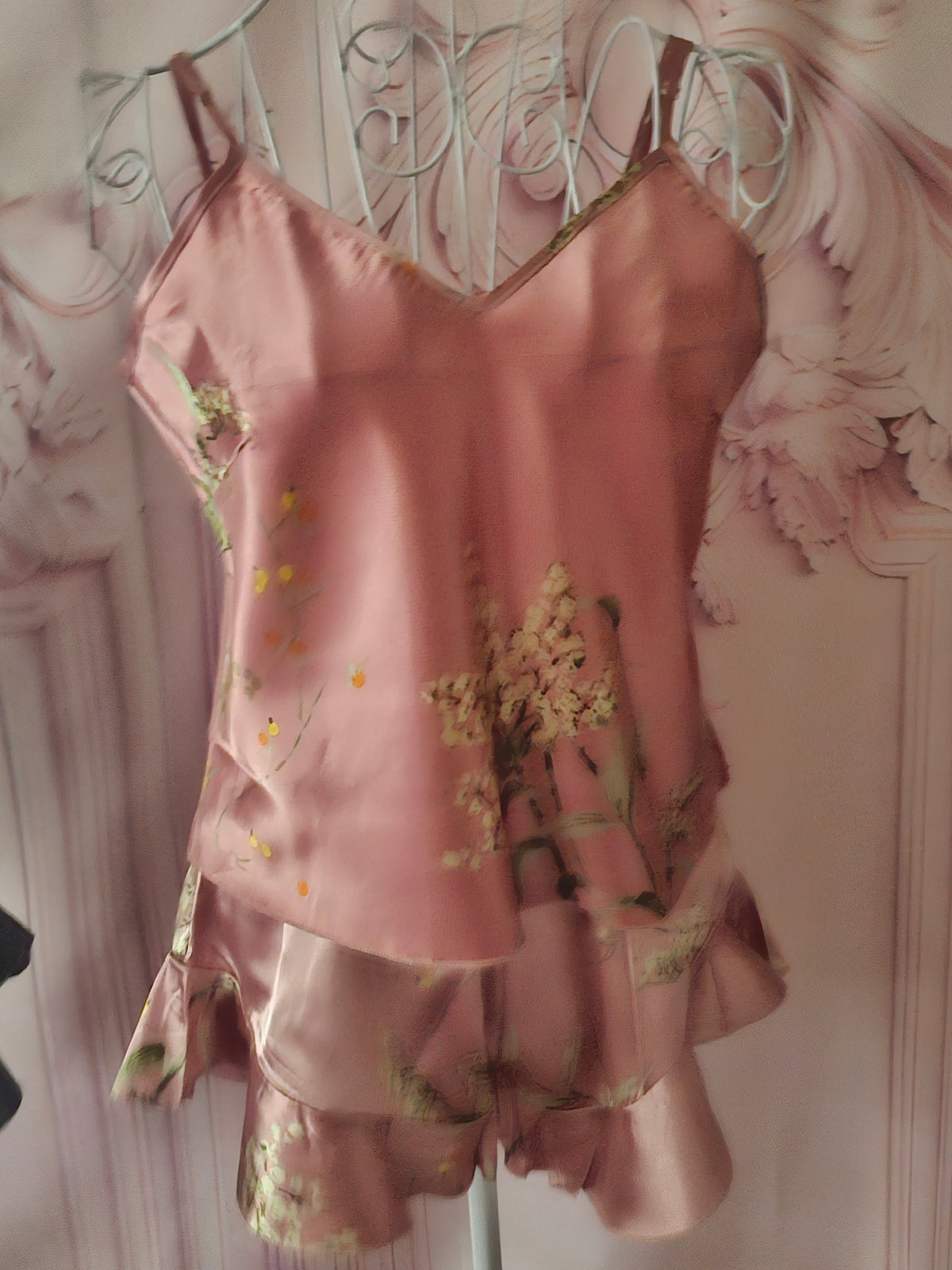Ladies Satin Cami Sets 1 x Teal 1 x Pink