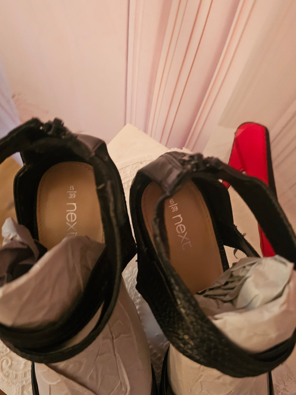 Ladies black leather Next Cross Over Heels