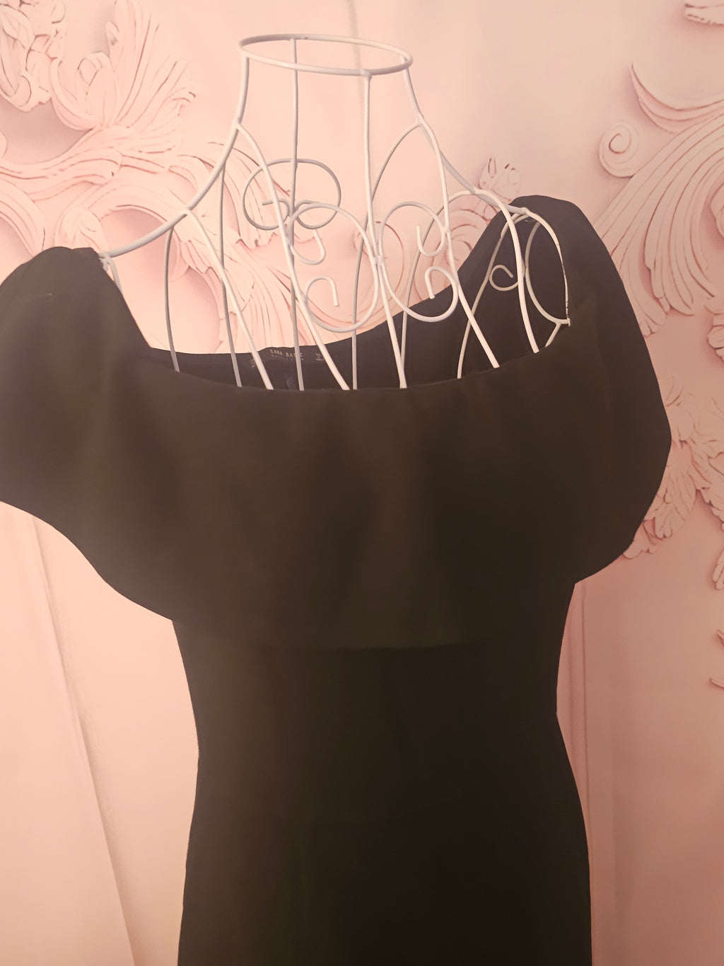 Ladies Zara Black Bardot style evening dress