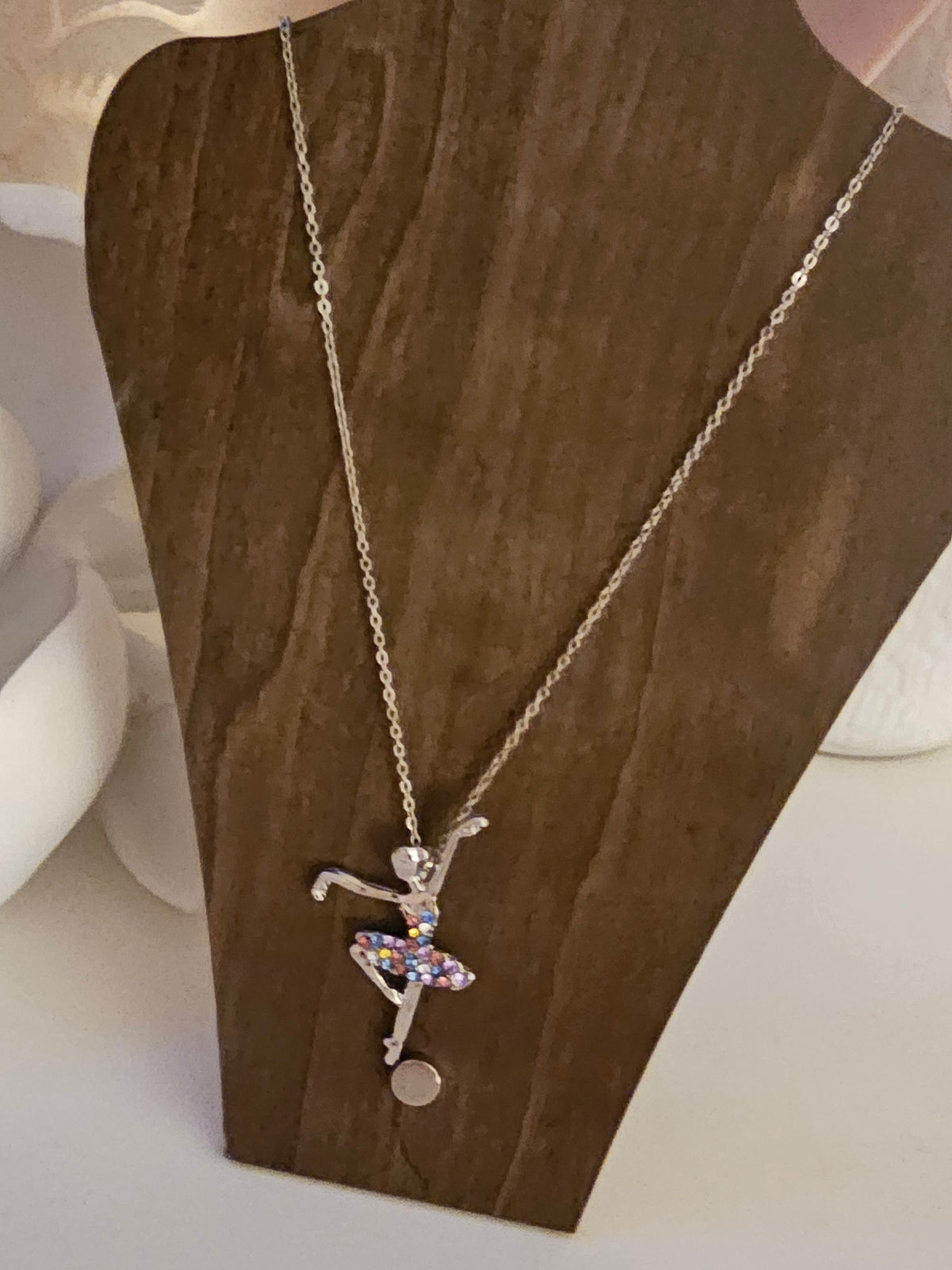 Ladies Silver Necklace with Ballerina Pendant