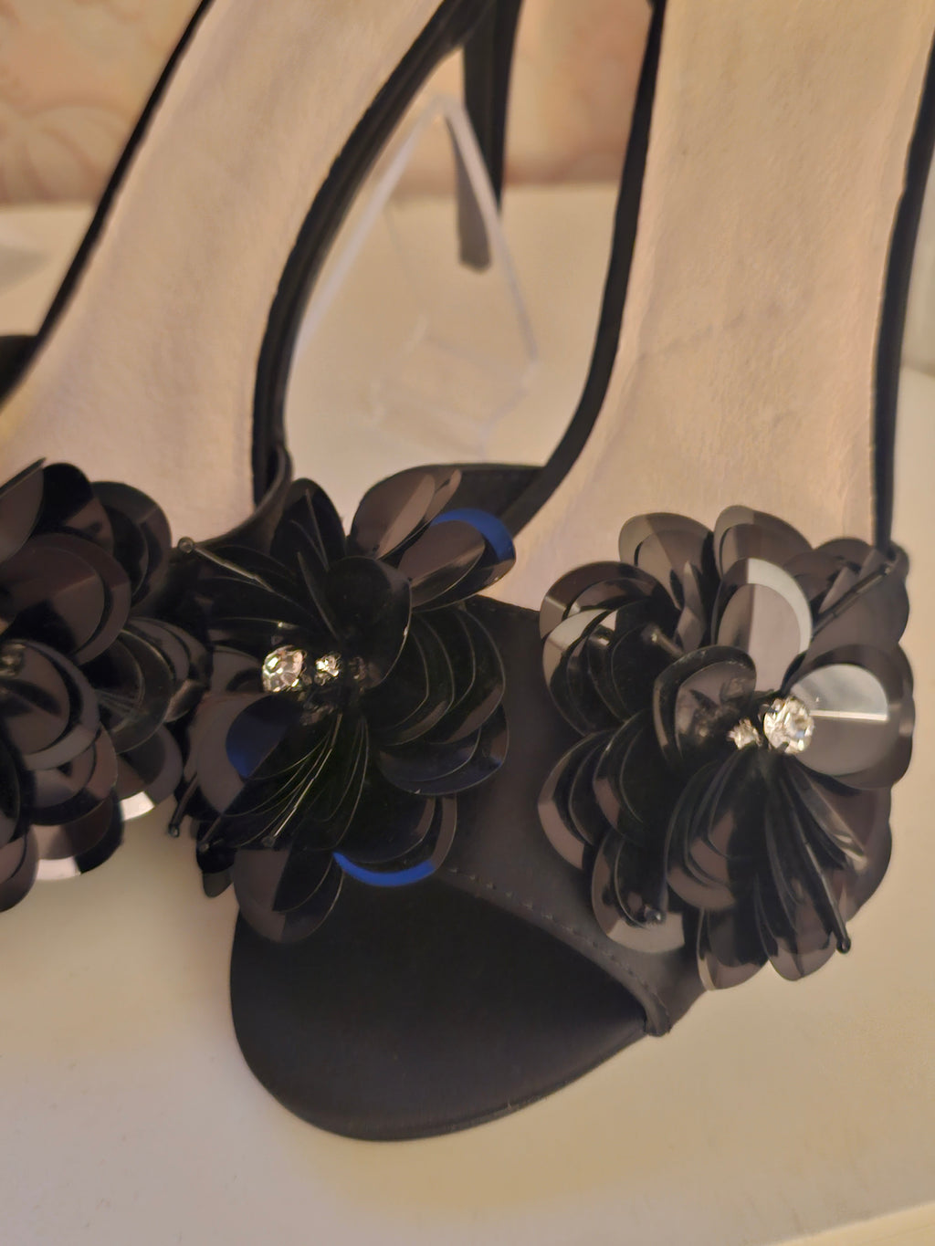 Ladies Black Faith Ankle Strap Heels