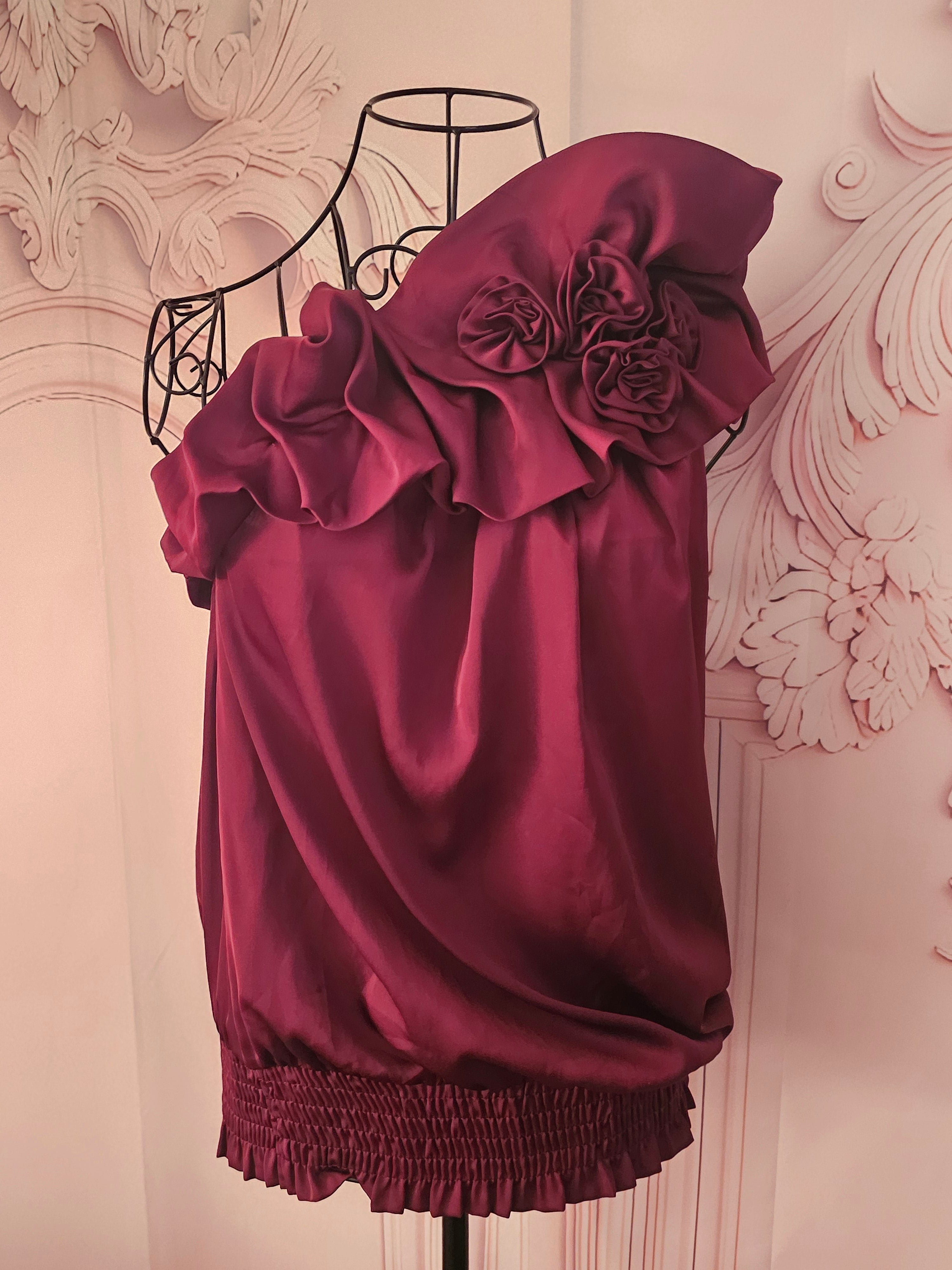 Ladies Burgundy Glamorus Evening Top