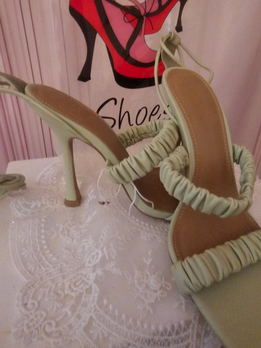 Ladies Lime Green Asos Strappy Toeless High Heels