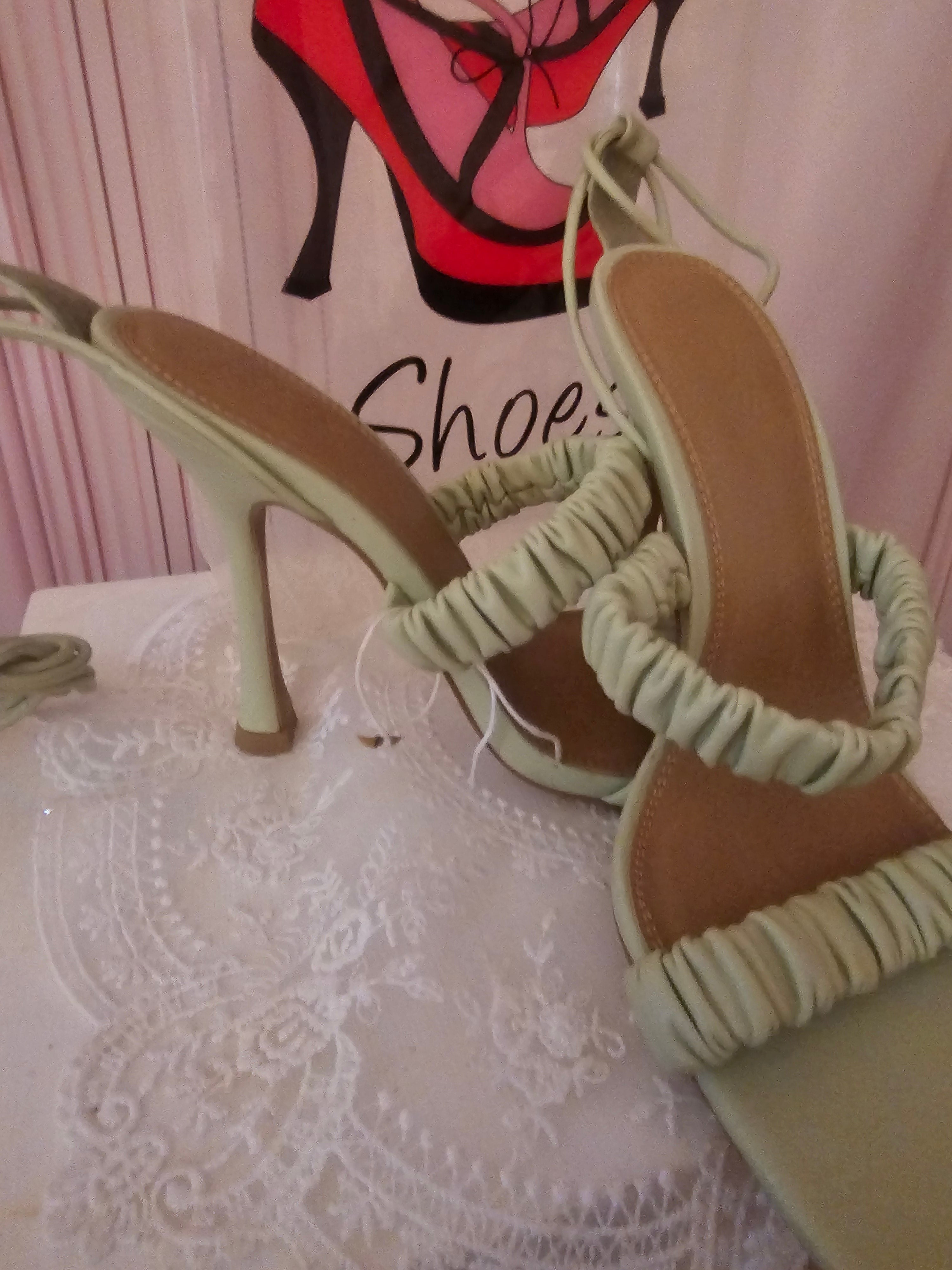 Ladies Lime Green Asos Strappy Toeless High Heels