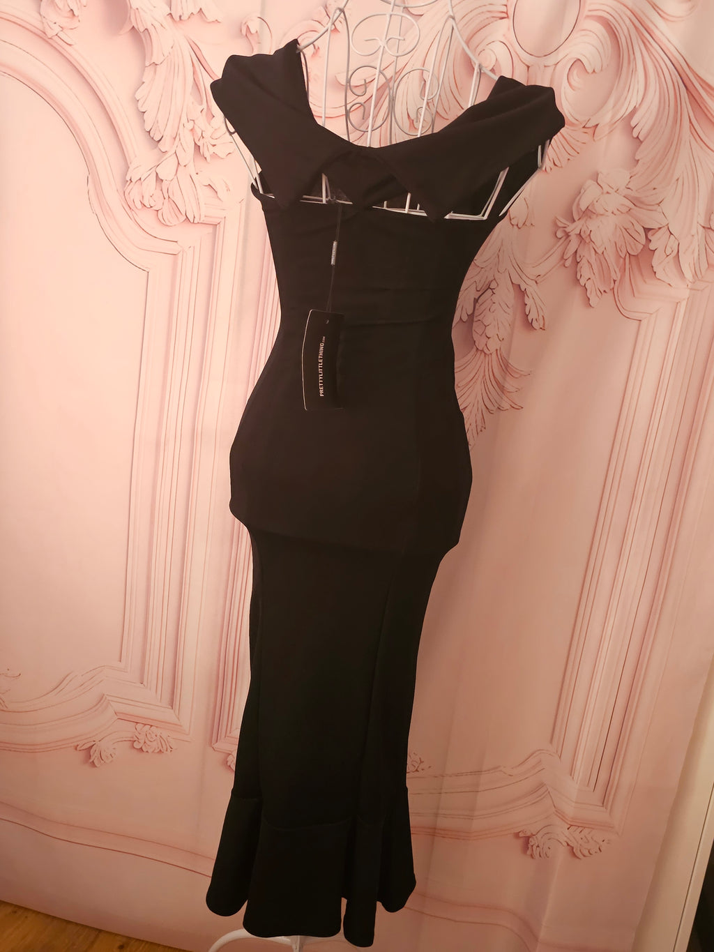 Ladies Pretty Little Thing black long Evening Gown