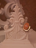 Ladies large coral stone gold plated dress ring