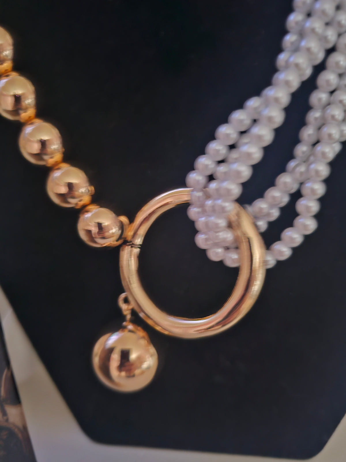 Ladies Gold with Pearls Design Necklace
