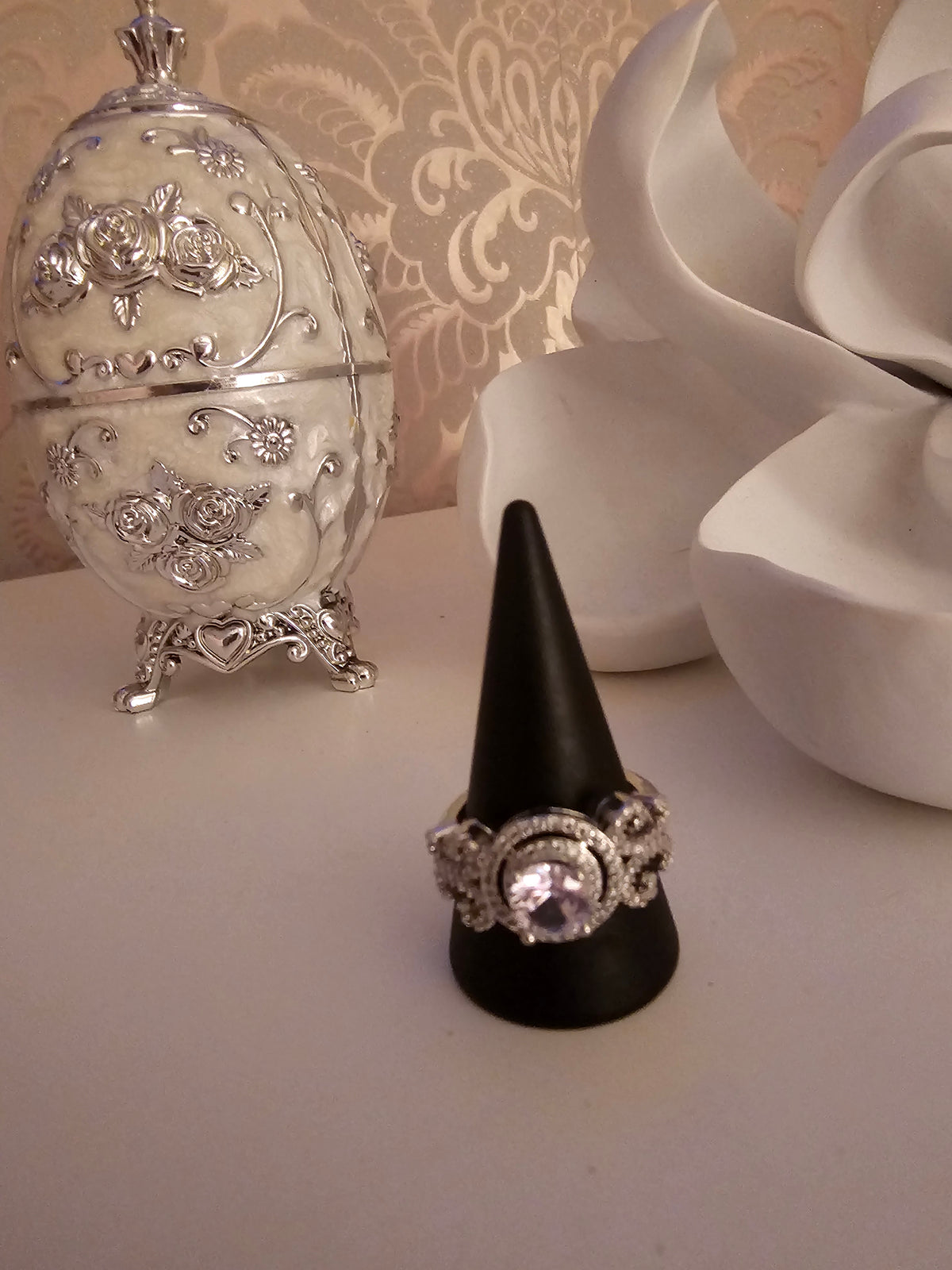 Ladies Silver with Diamond Centre Piece Dress Ring
