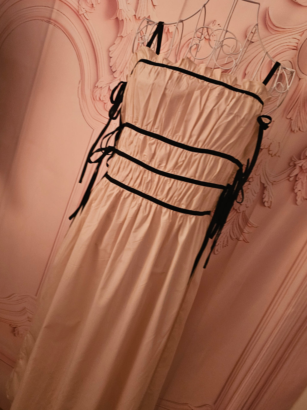 Ladies Boohoo Cream & Black Cotton Maxi Dress