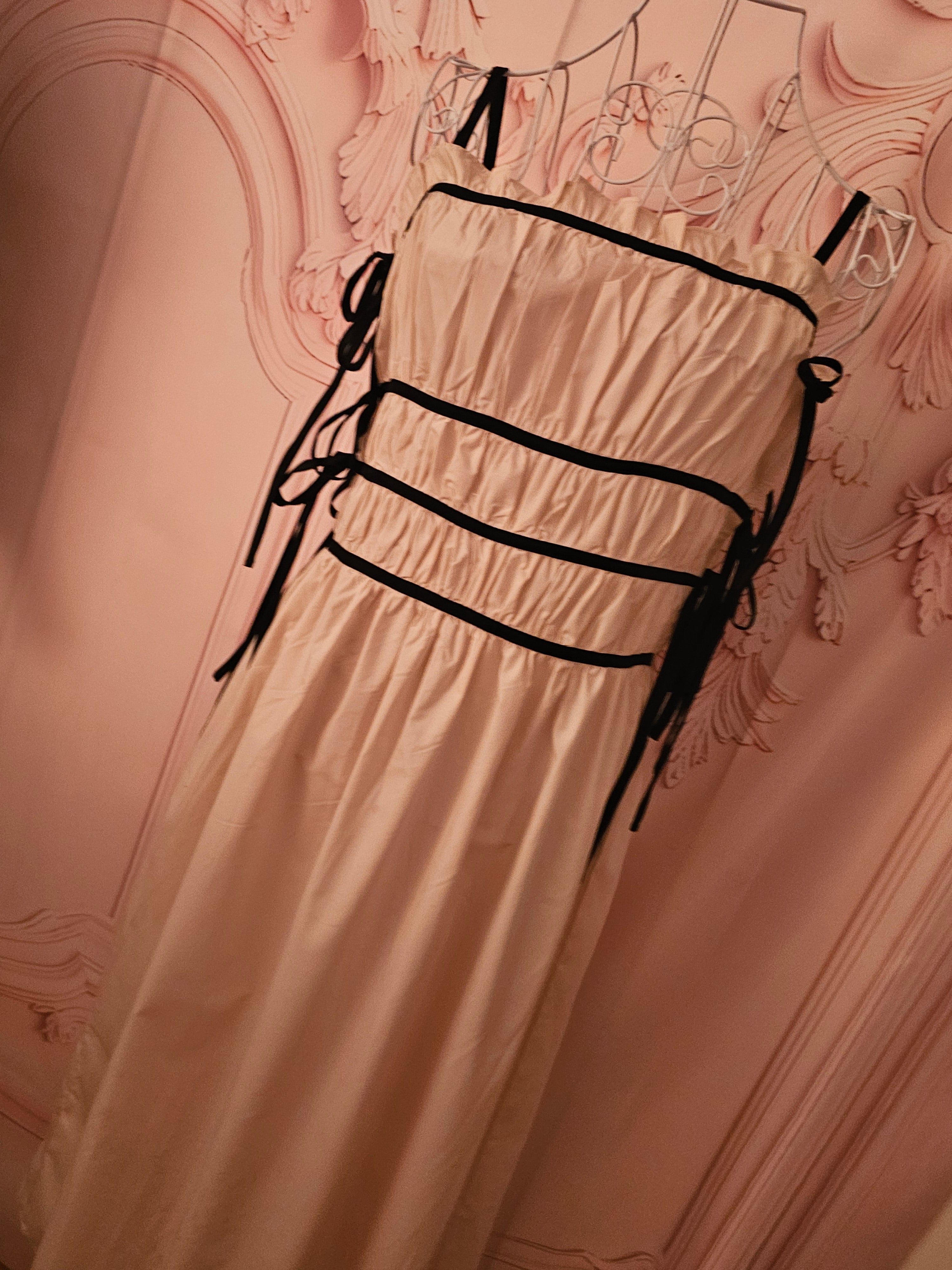Ladies Boohoo Cream & Black Cotton Maxi Dress