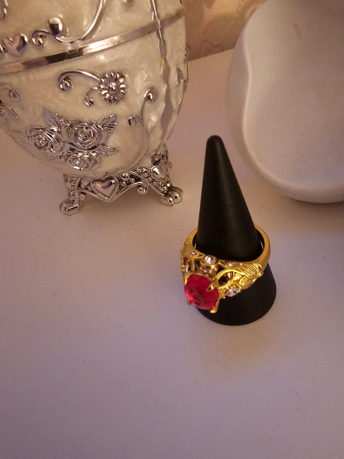 Ladies Yellow Gold Dress Ring with Ruby Stone setting