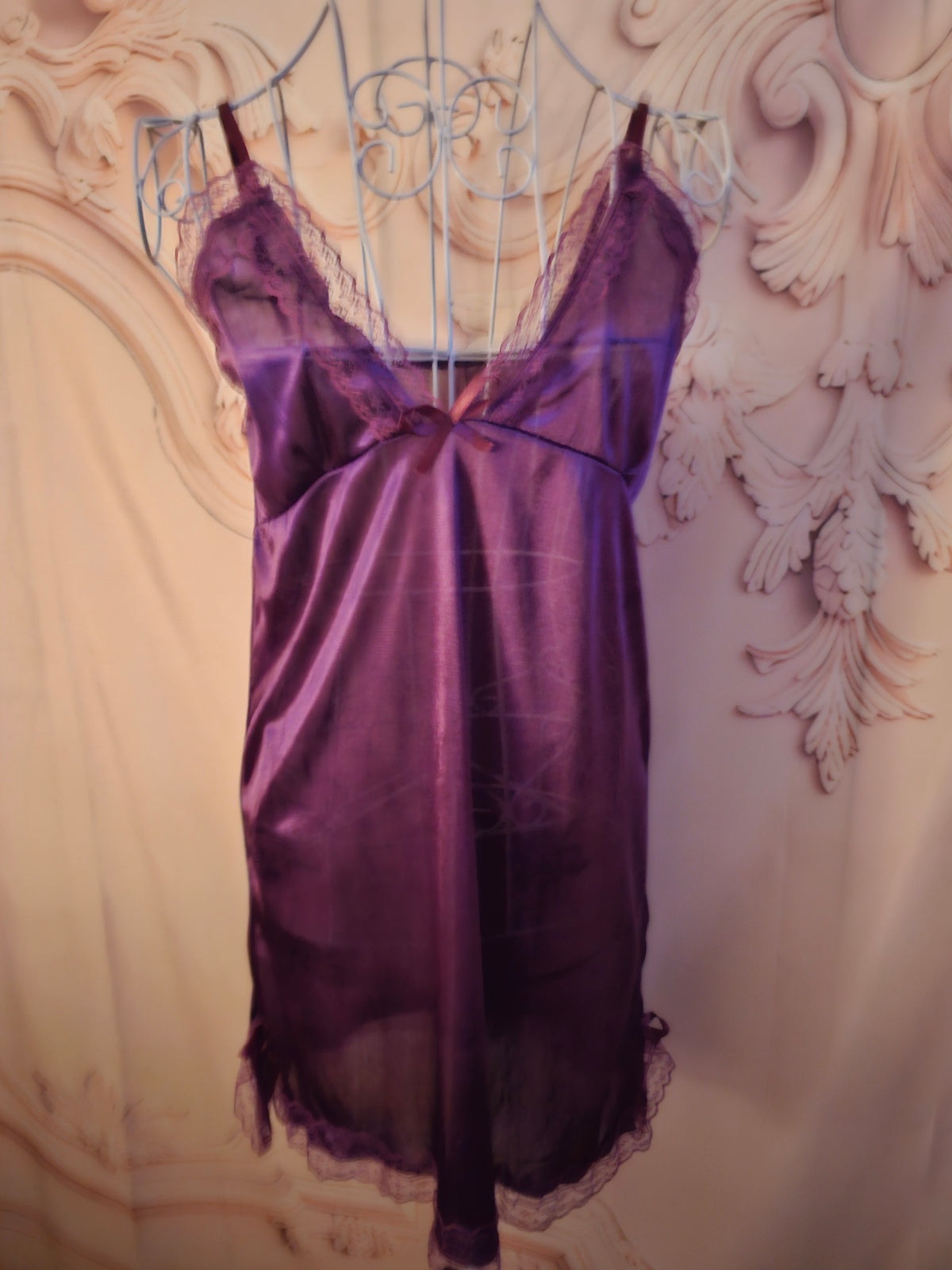Ladies Purple Satin Negligee