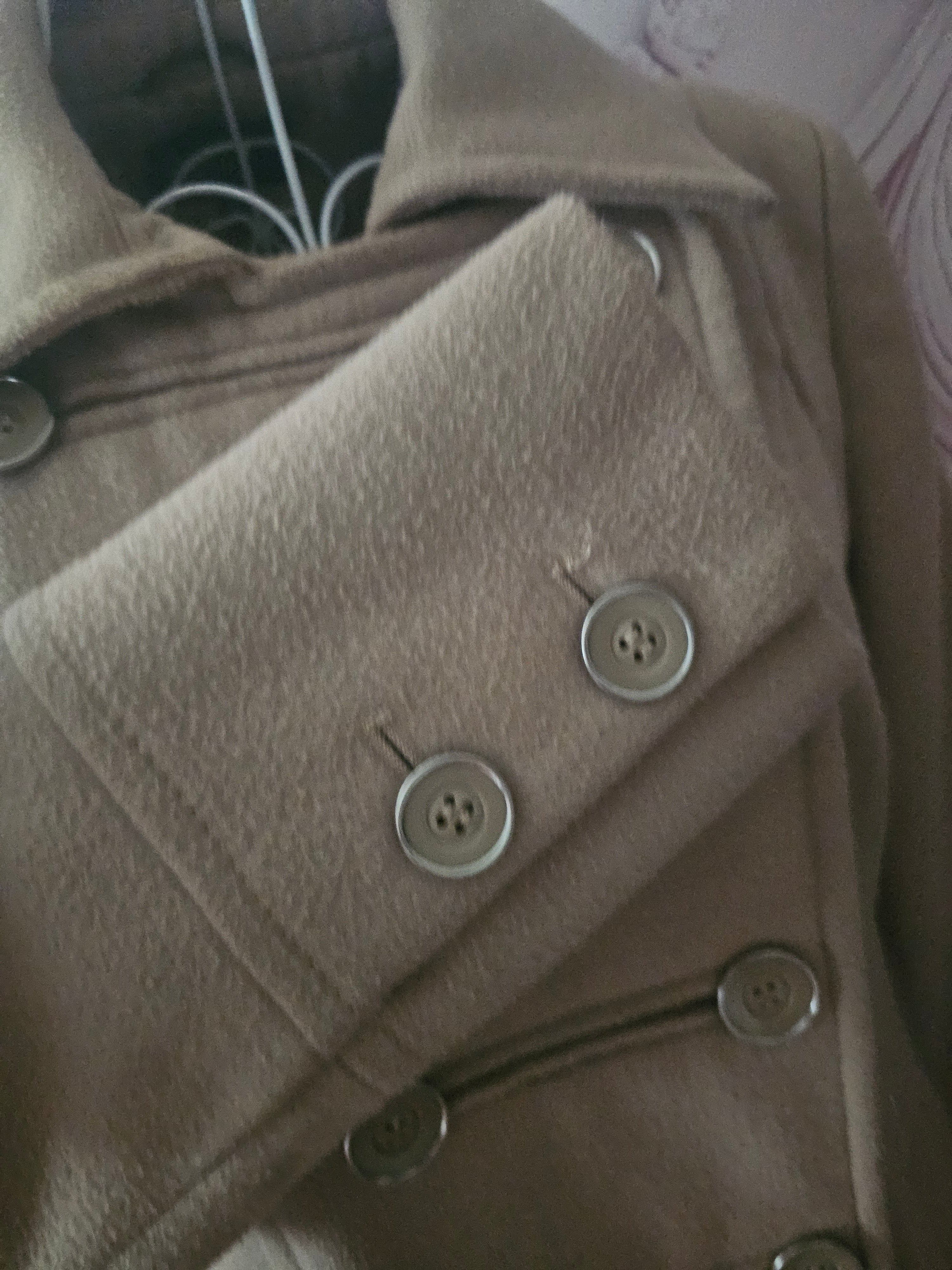 Ladies Camel Classy Debenhams Double Breasted Military style Jacket with Accesorize Camel Fur Neck Scarf