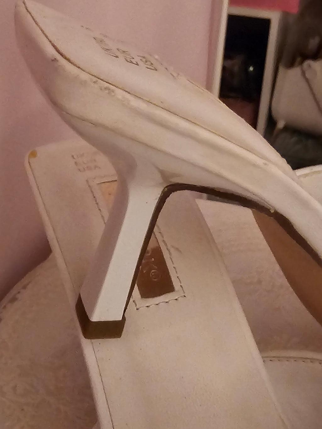 White Woven Style Kitten Heels