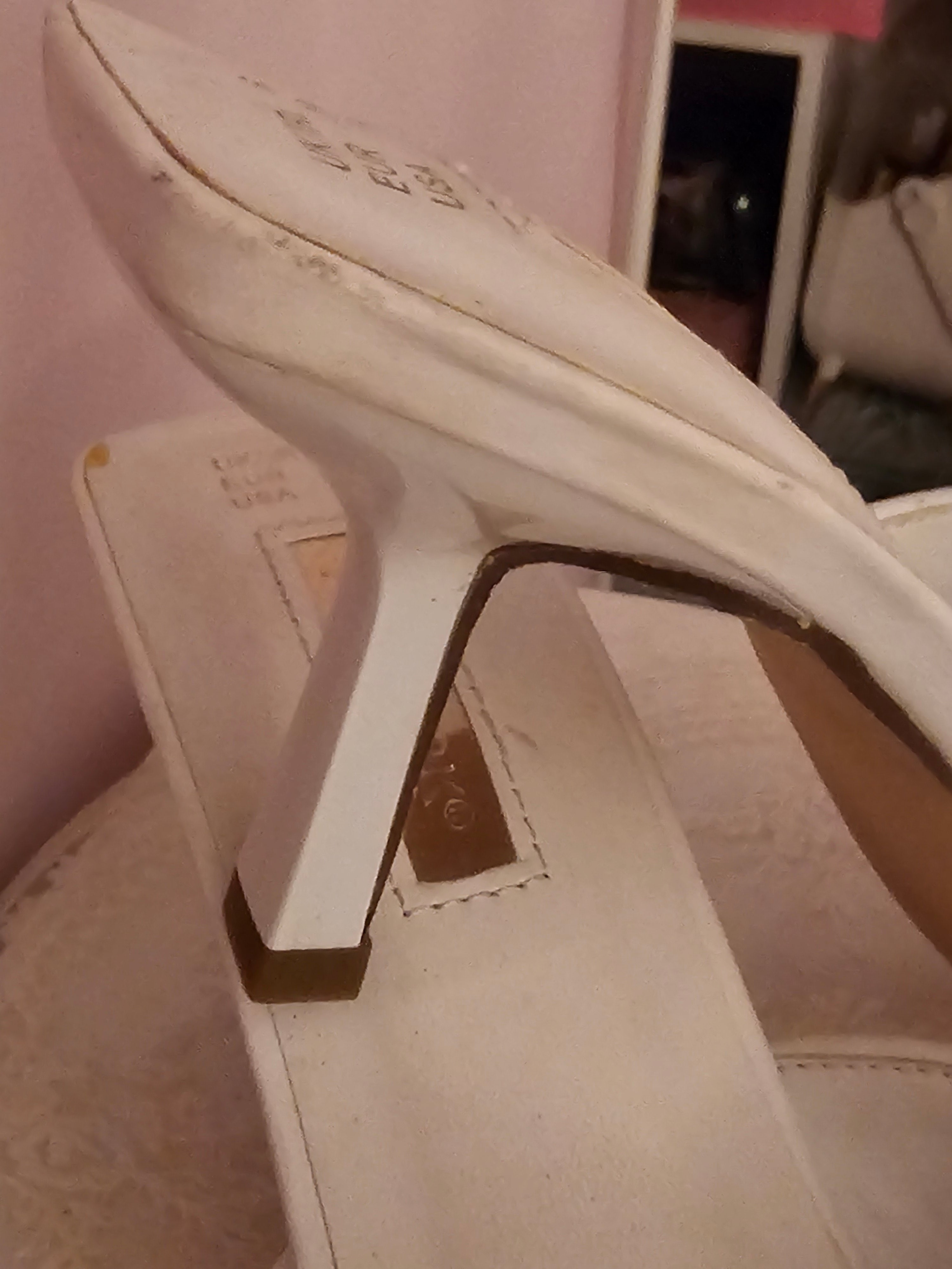 White Woven Style Kitten Heels