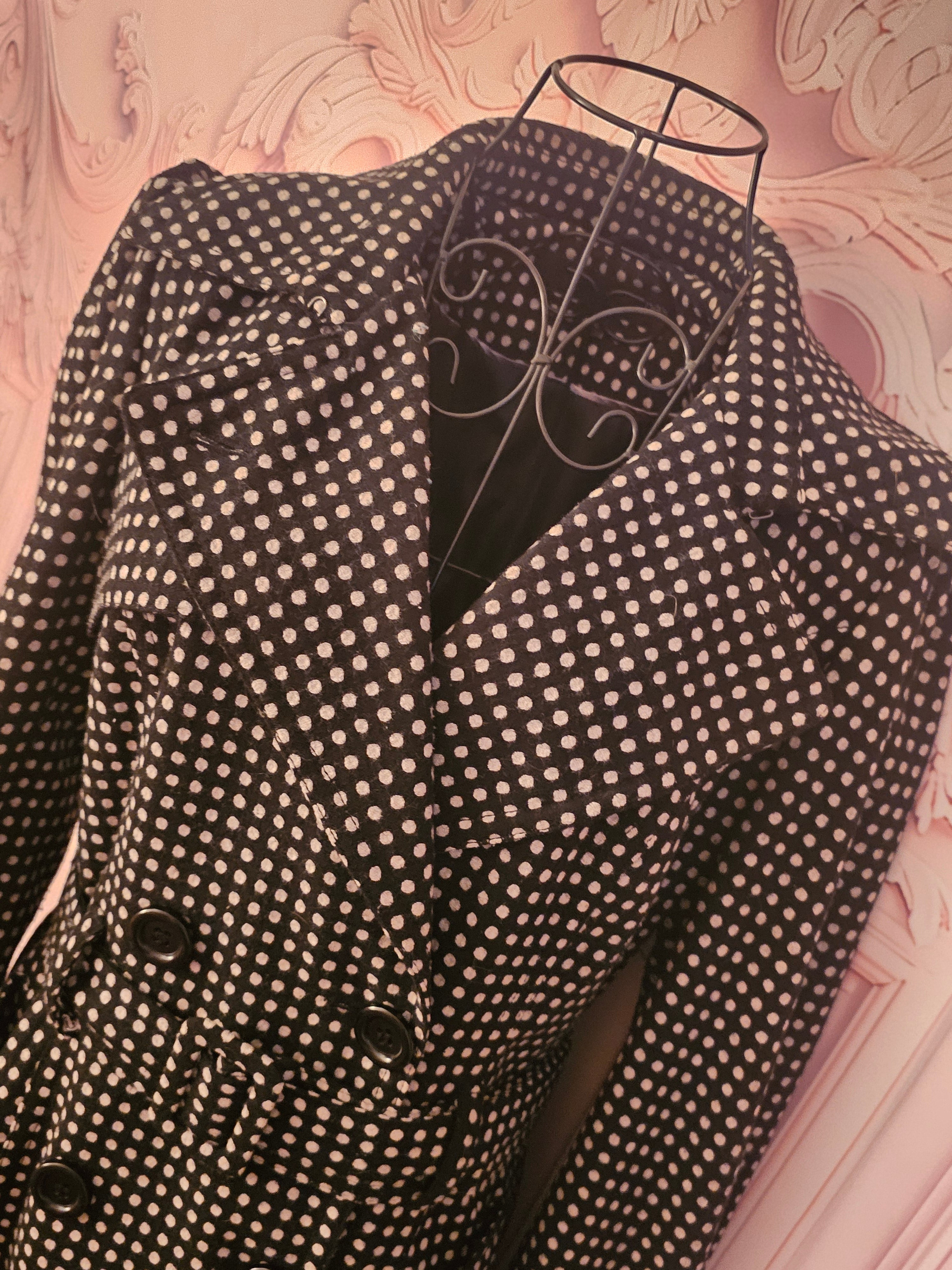 Ladies Polk Dot Next Double Breasted Wool Coat