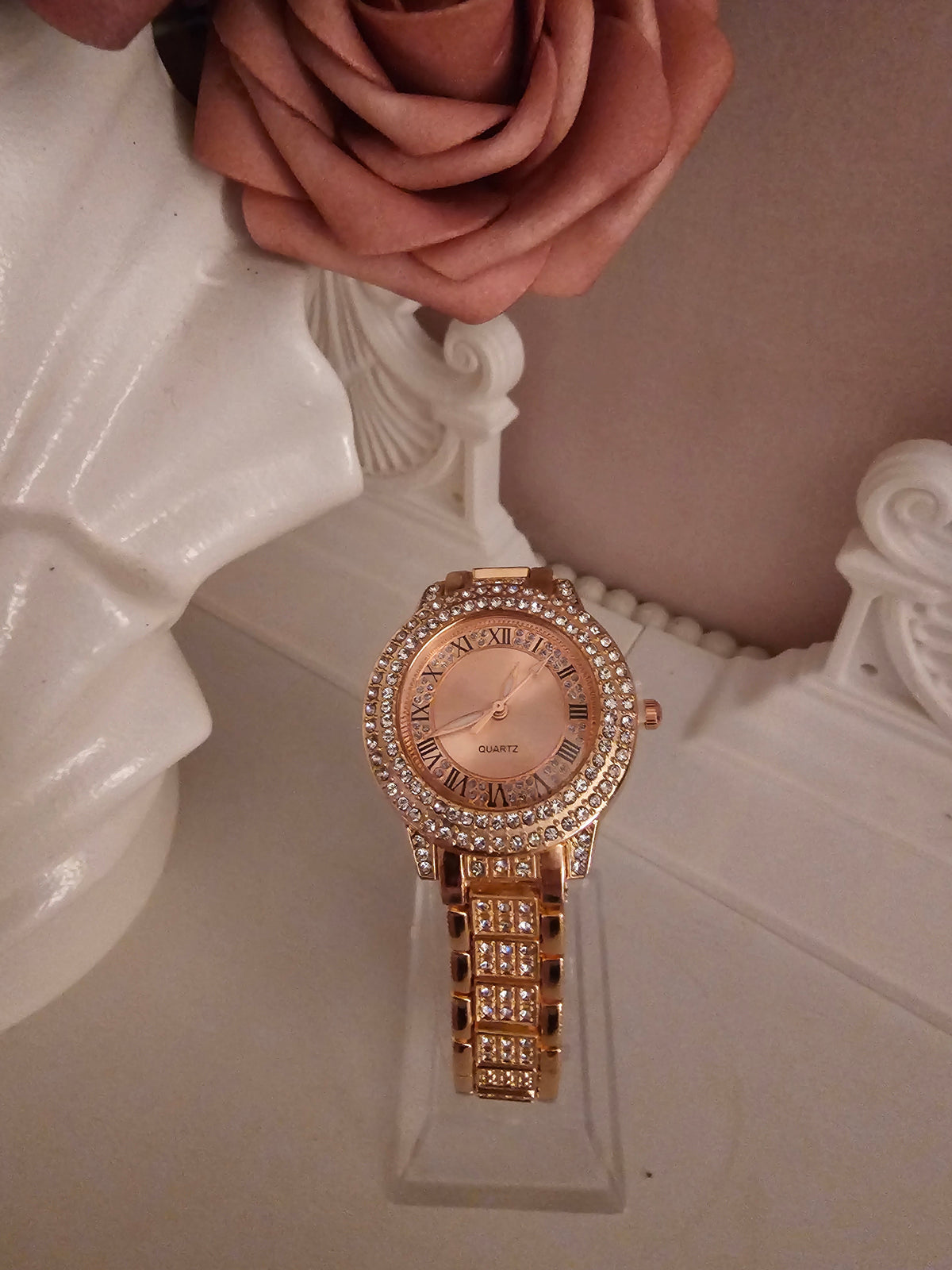 Ladies Rose Gold with diamond detailing wristwatch