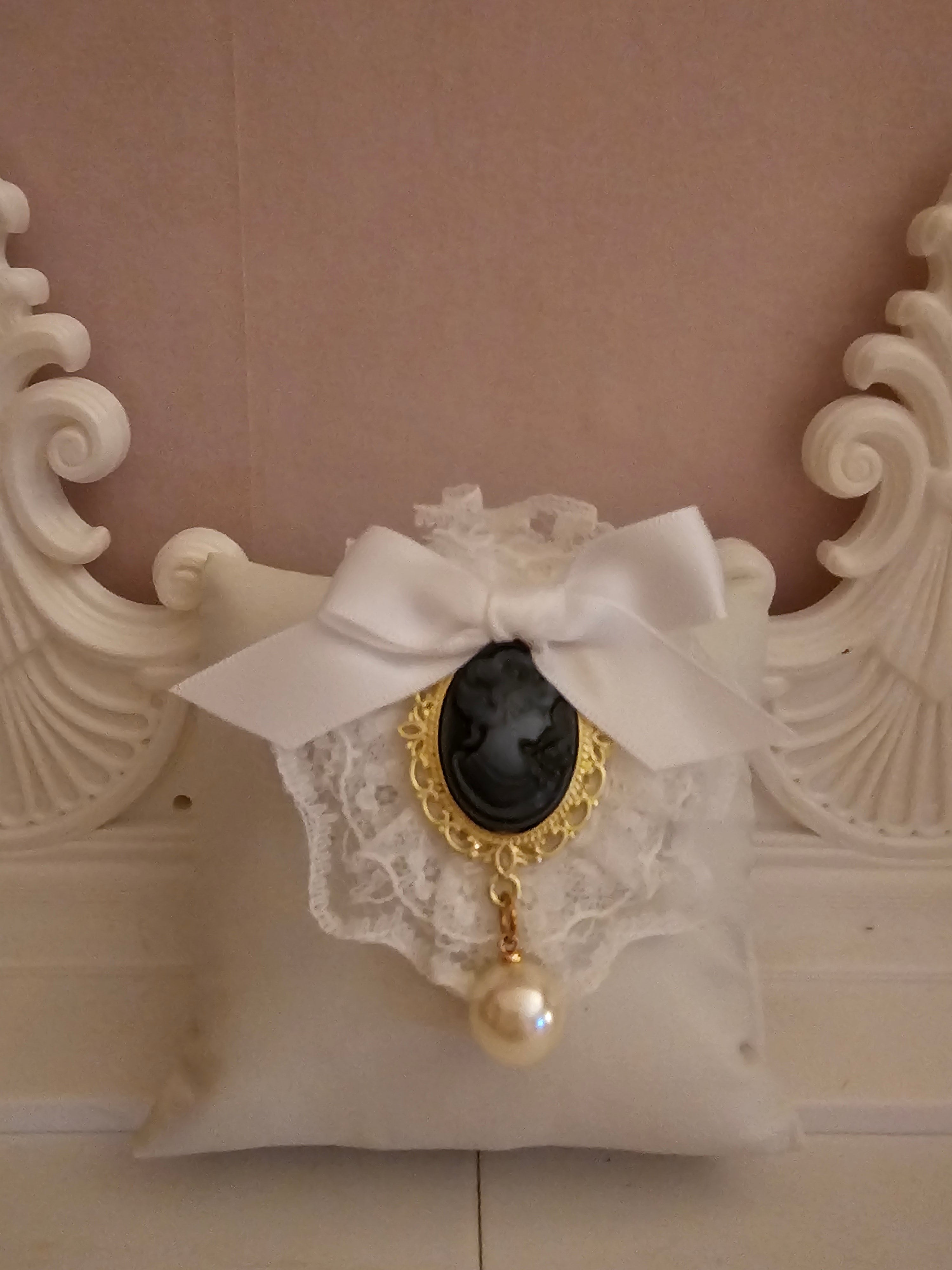 Ladies white Frilled Elegant Camero  Brooch